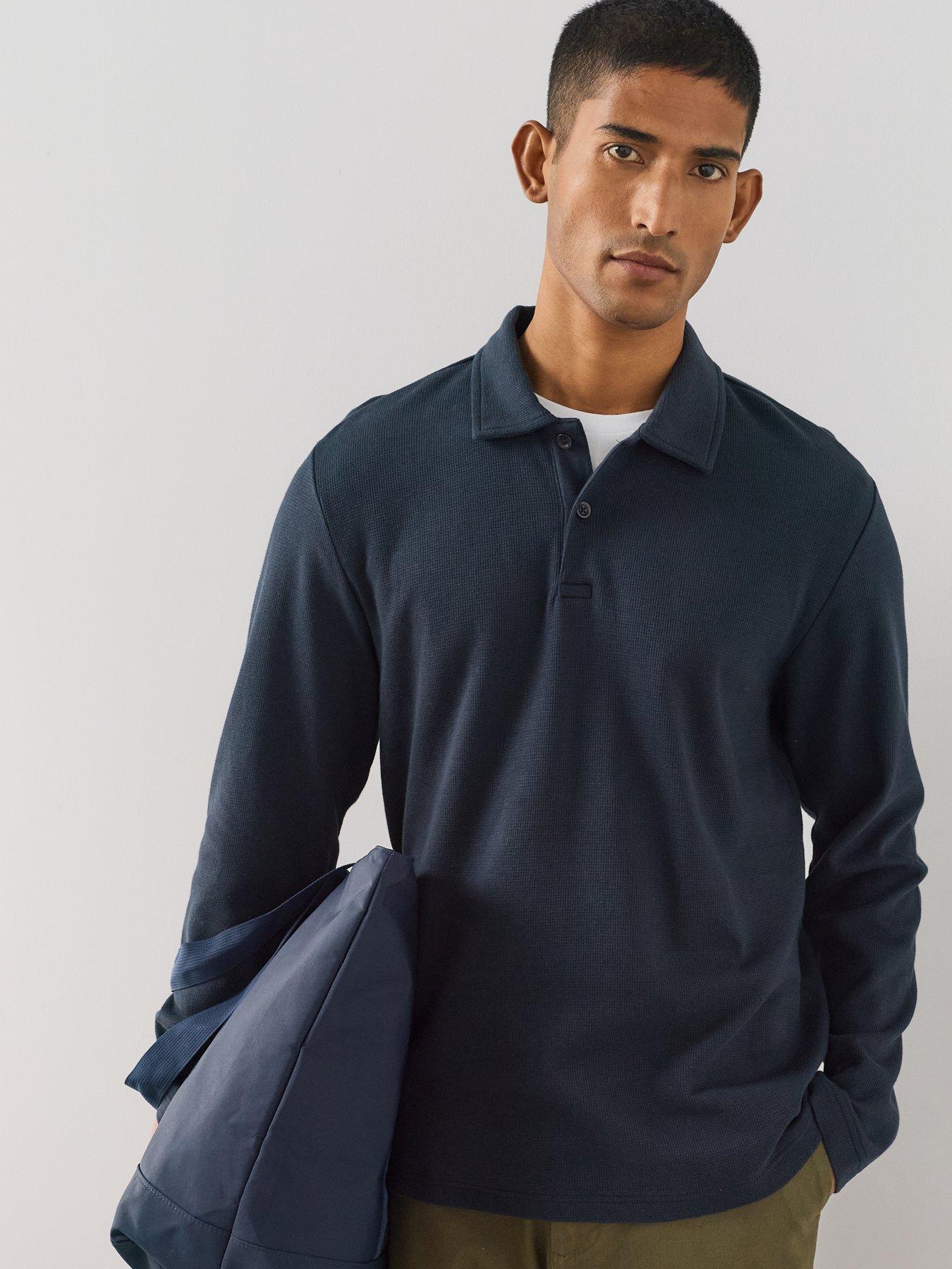 Image 5 of 7 of The Very Collection 100% Cotton Waffle Polo Top - Navy