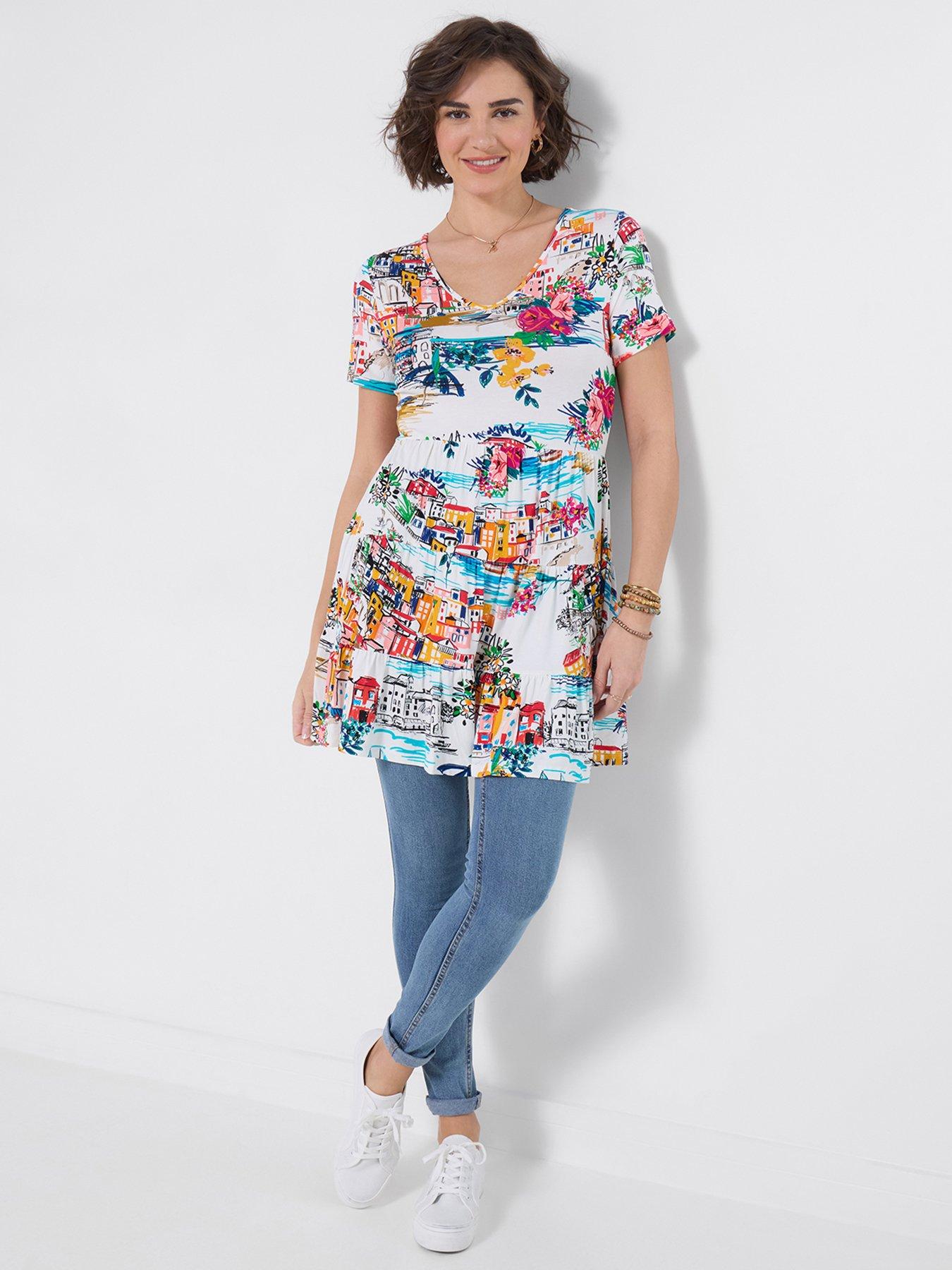 Joe Browns Sunny Scenic Jersey Tunic Top - White