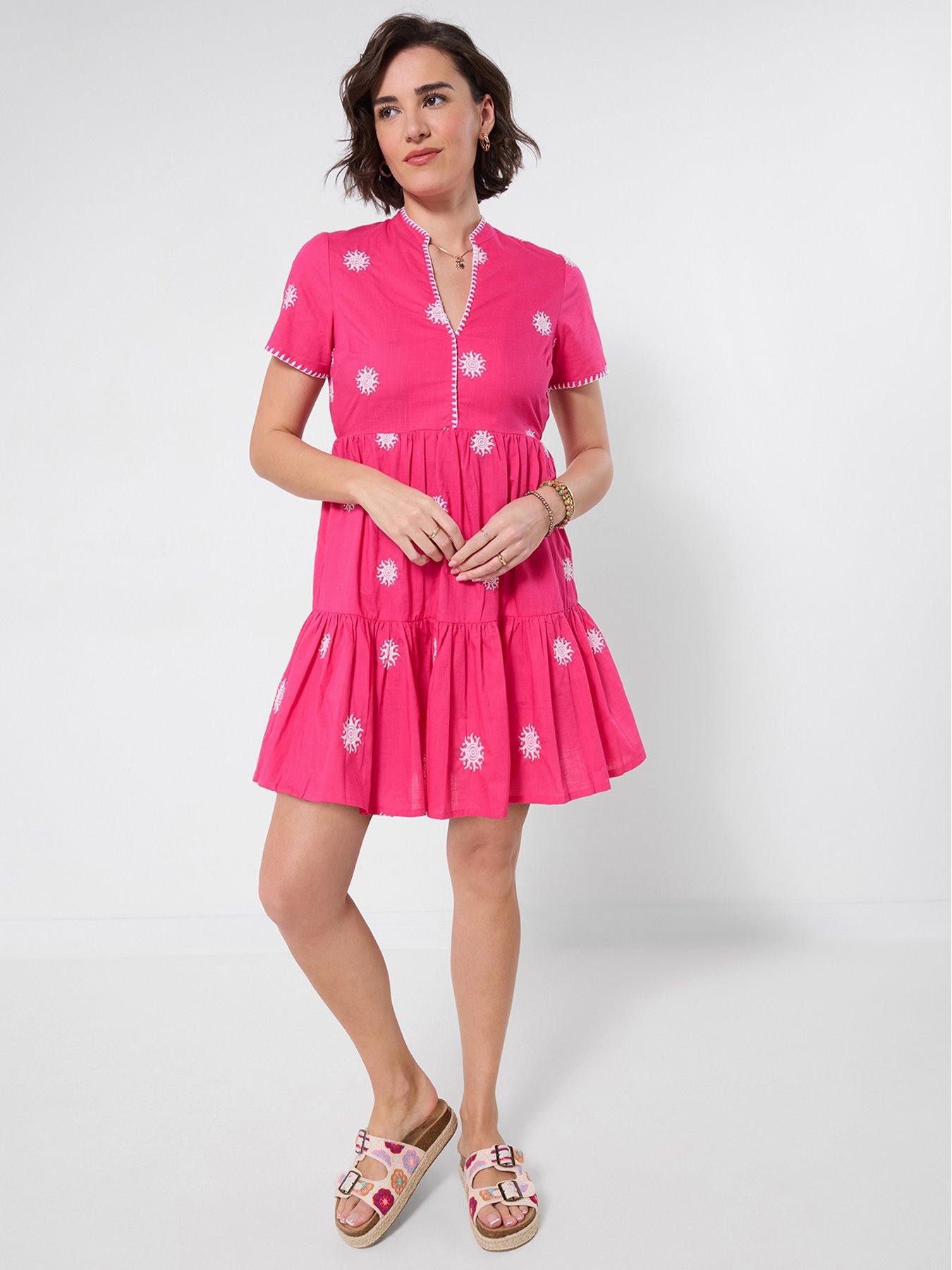 Joe Browns Beautiful And Bright Embroidered Tunic Dress - Pink