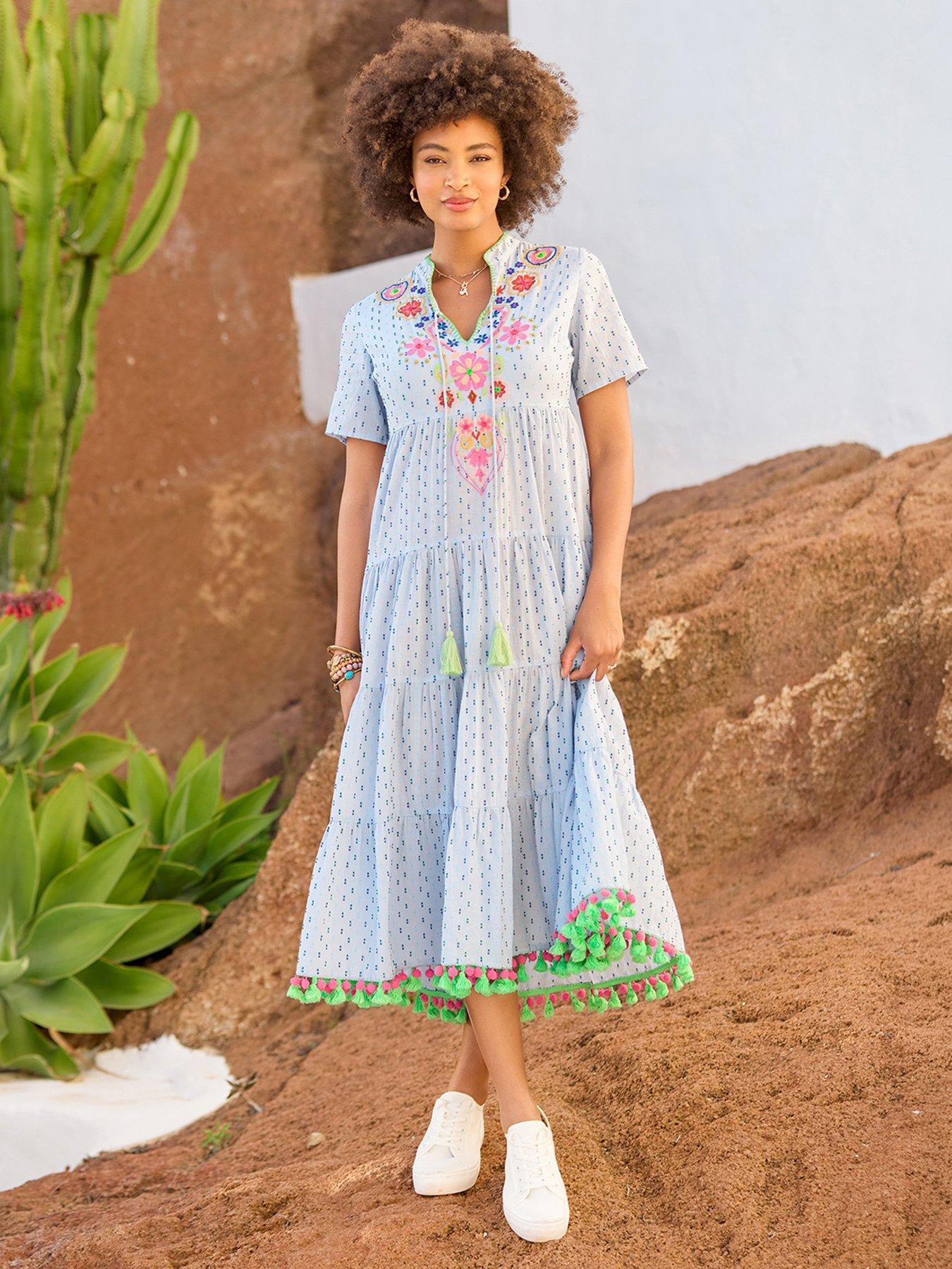 joe browns peacock dress Aimee Embroidered Maxi - Blue Jacket 🔥🔥🔥🔥🔥🔥 🔵⚫️ #police #thinblueline boho dresses its a style you Color:SALMON