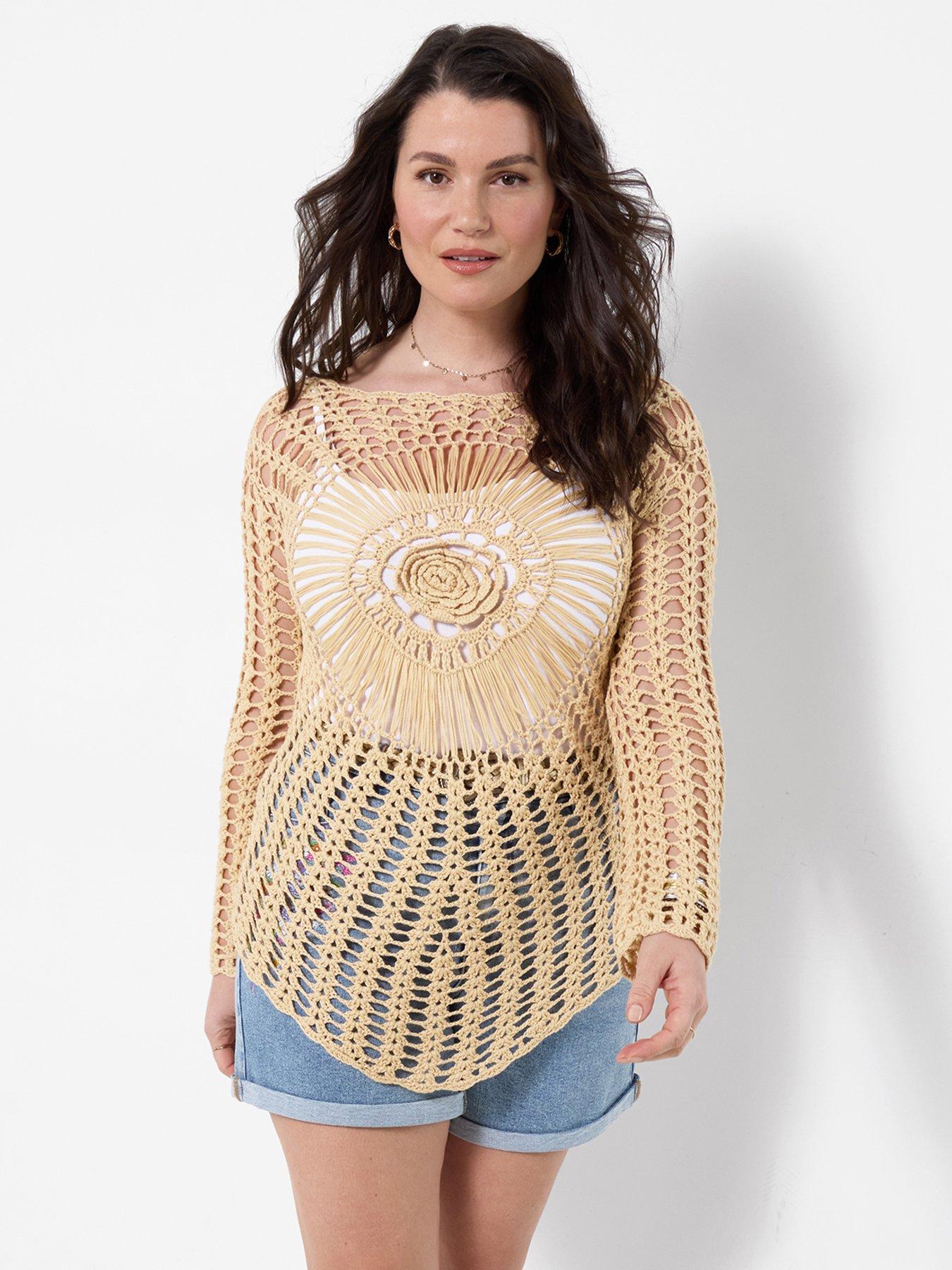  image of joe-browns-beautifully-boho-crochet-top-cream