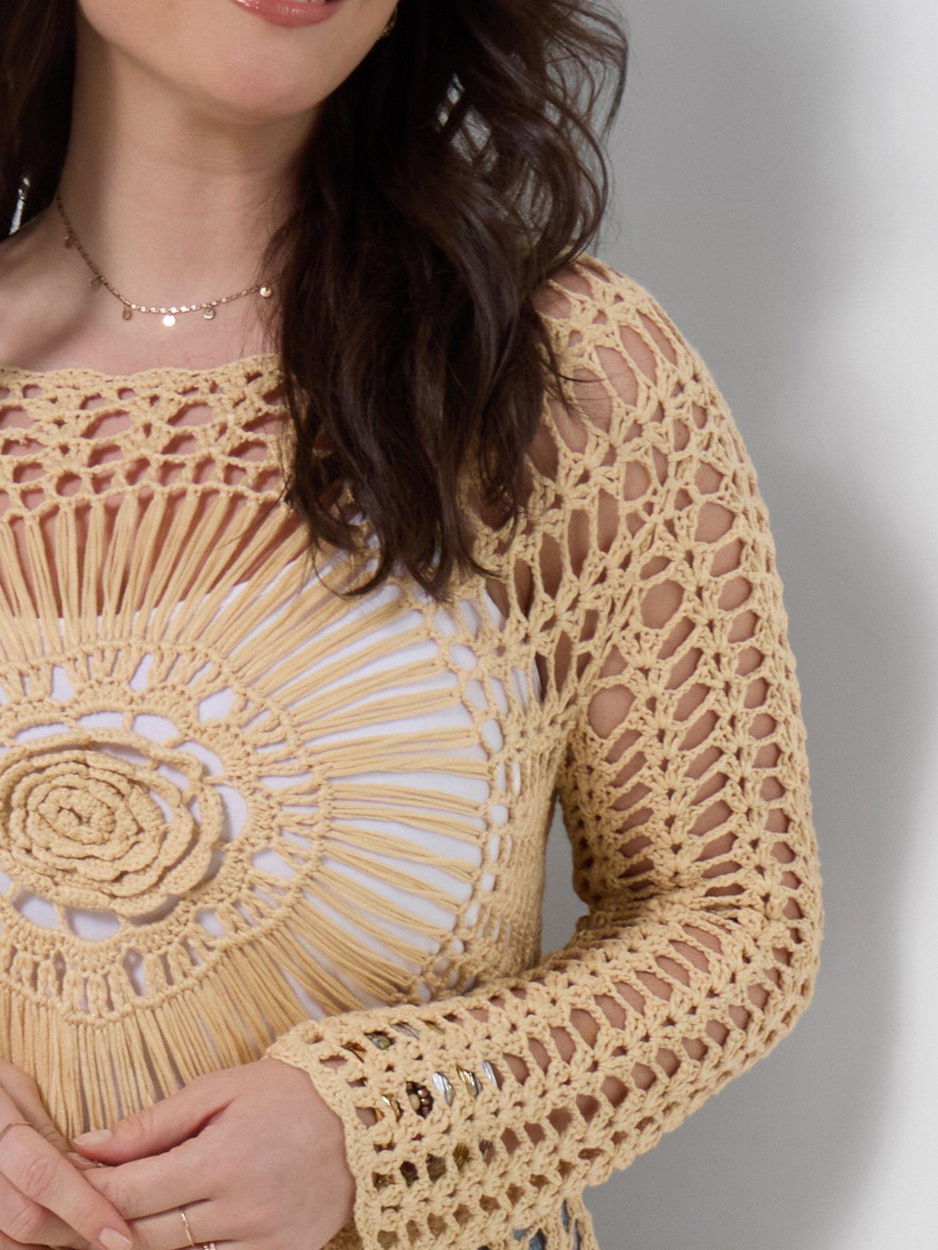  image of joe-browns-beautifully-boho-crochet-top-cream