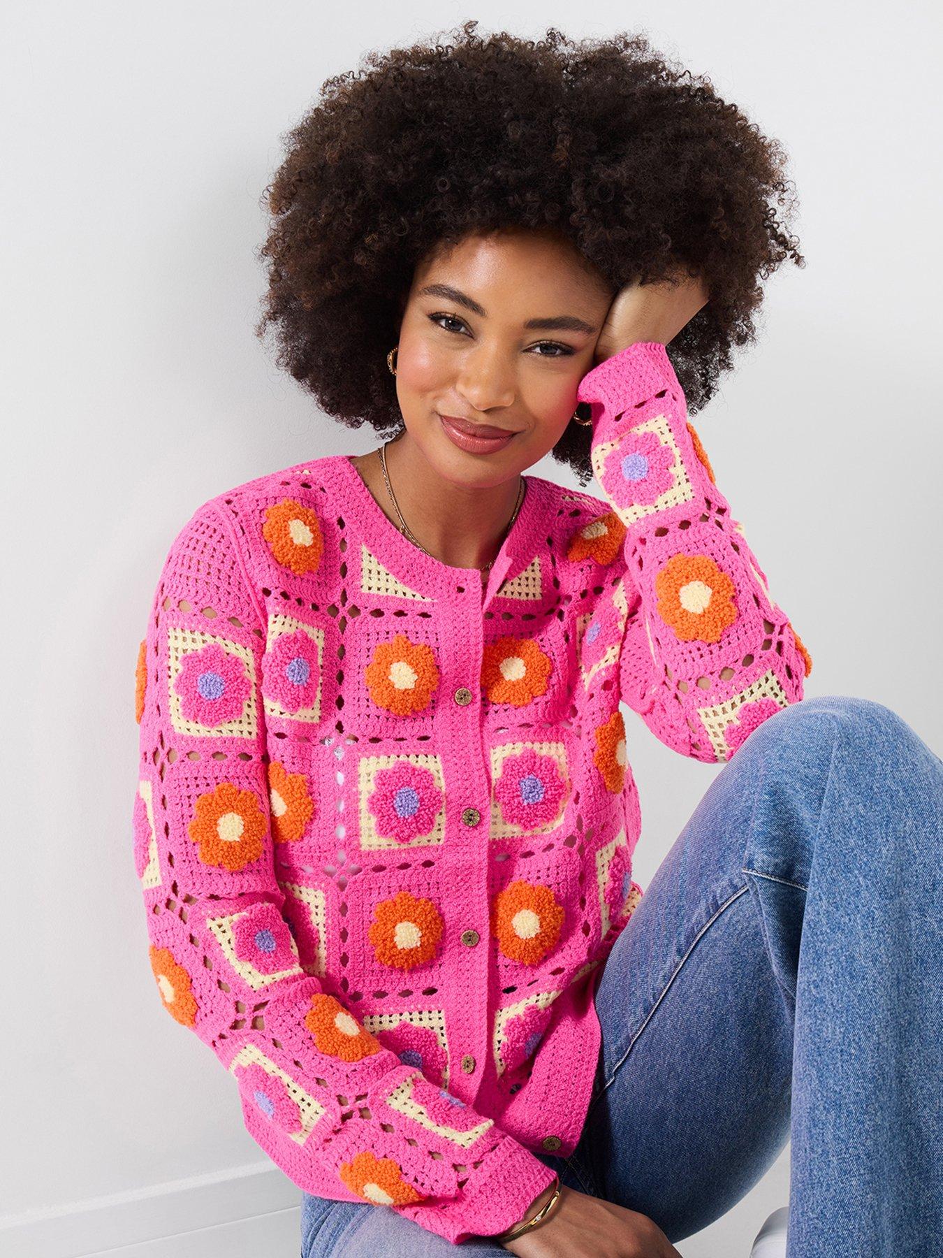 Joe Browns Fun And Floral Crochet Cardigan - Pink