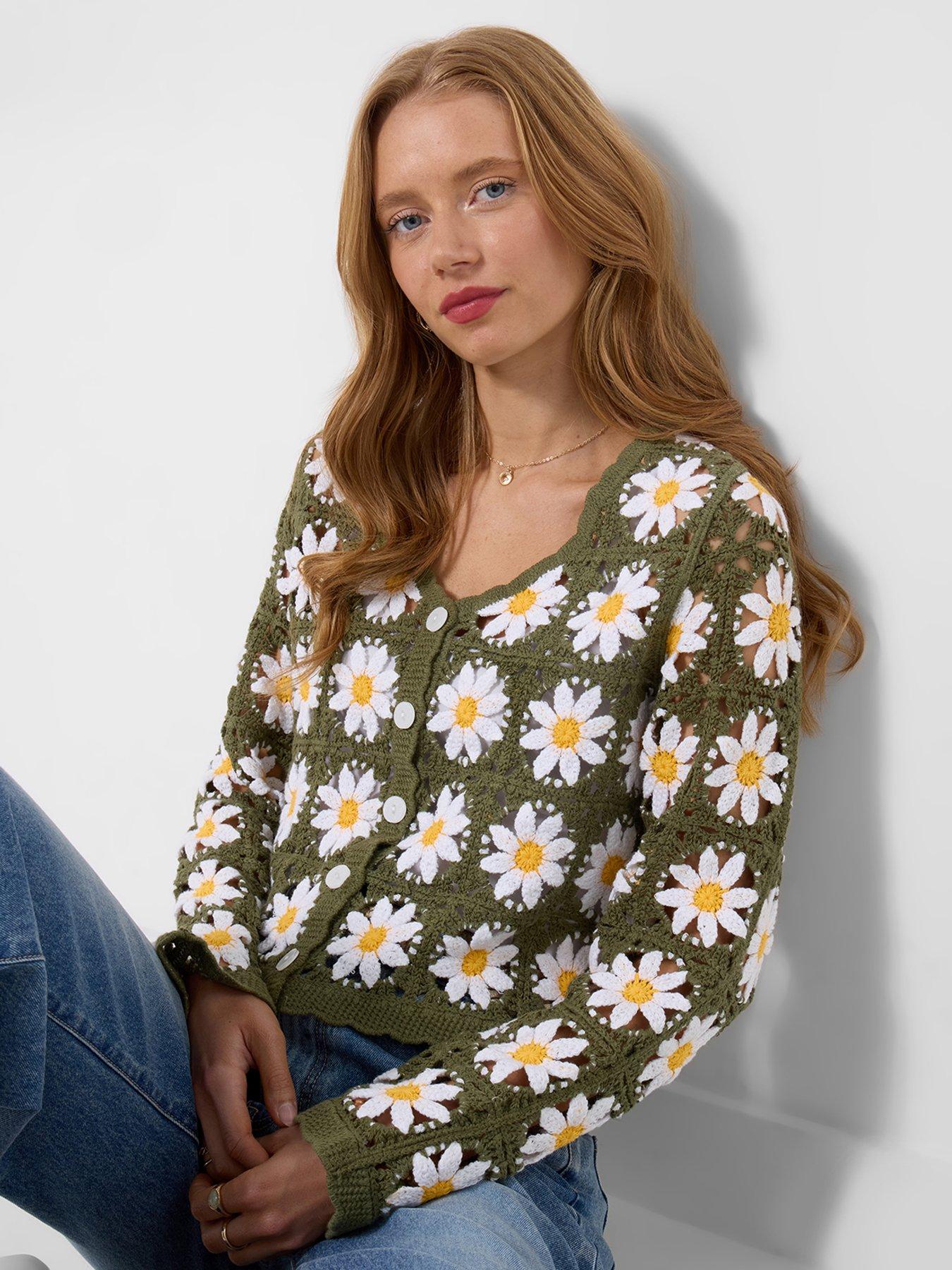 Joe Browns Darling Daisy Crochet Cardigan - Green | Littlewoods