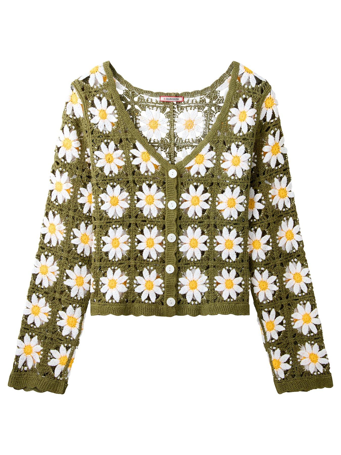 Joe Browns Darling Daisy Crochet Cardigan - Green | Littlewoods