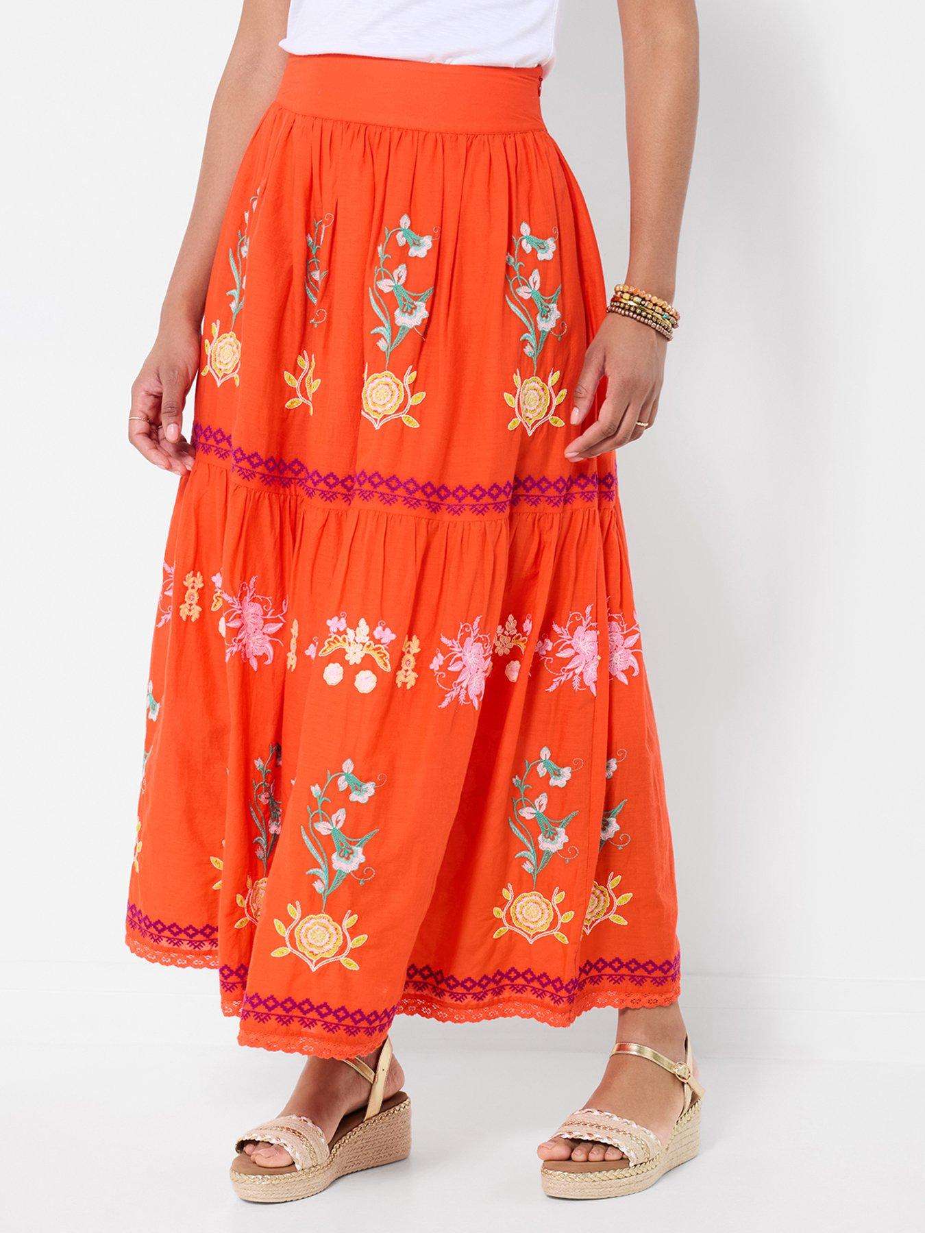Image 2 of 5 of Joe Browns Remarkable Embroidered Maxi Skirt - Orange