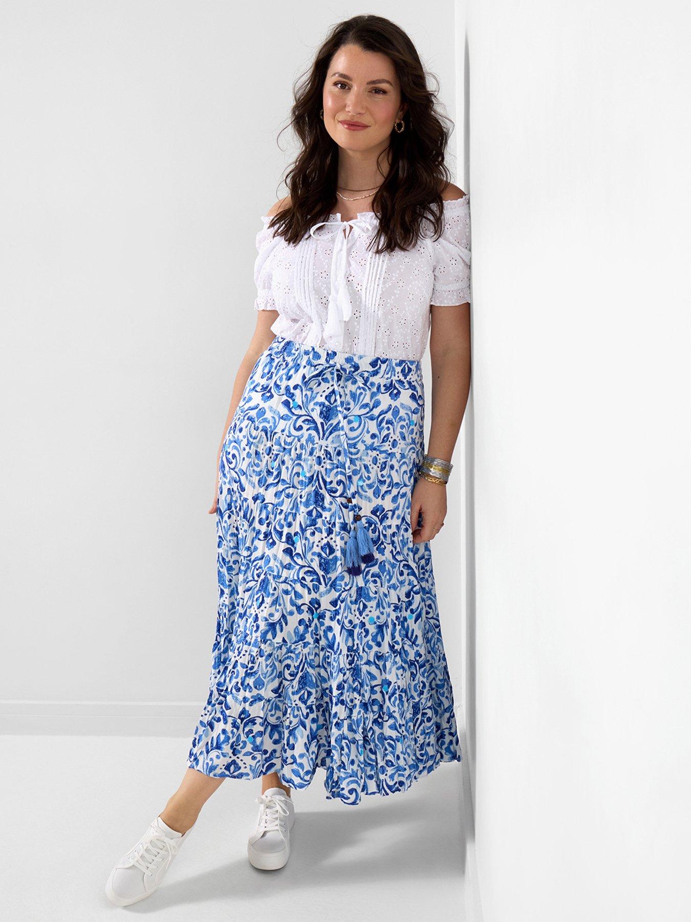 Joe Browns Summer Blues Tiered Maxi Skirt - Blue