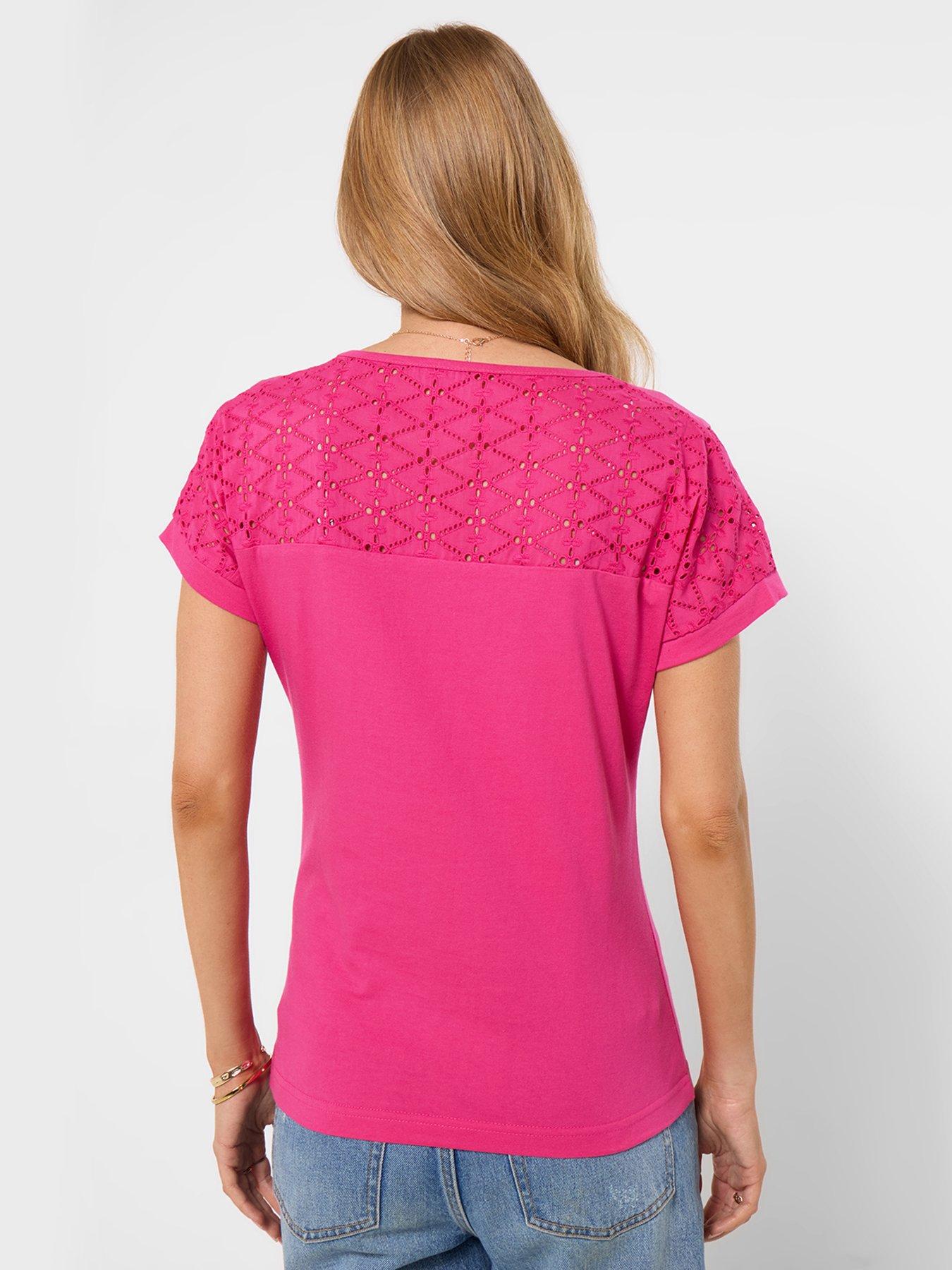 Image 4 of 5 of Joe Browns Florence Broderie Insert T-Shirt - Pink