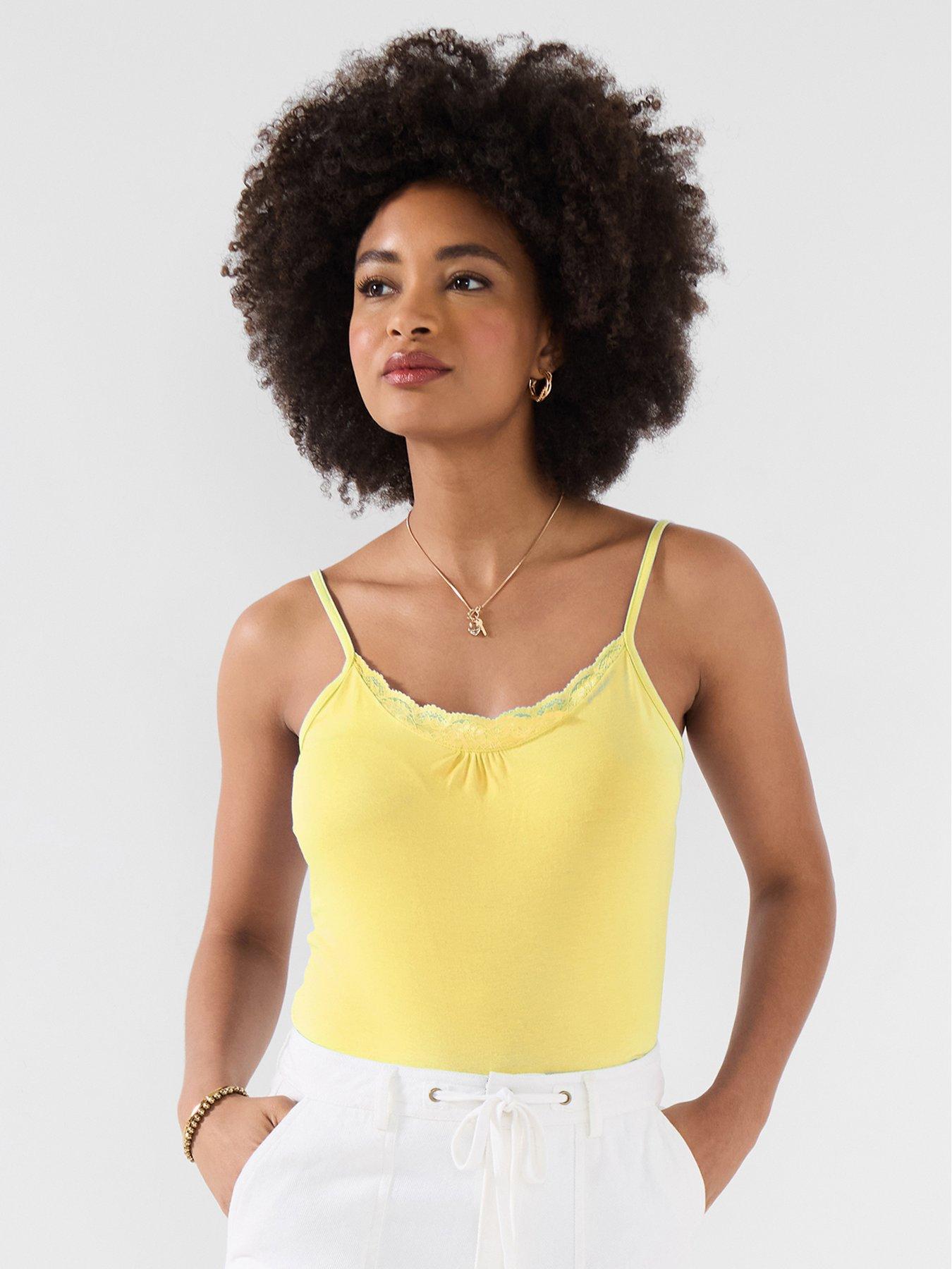 Joe Browns Summer Dreams Lace Trim Cami Top - Yellow