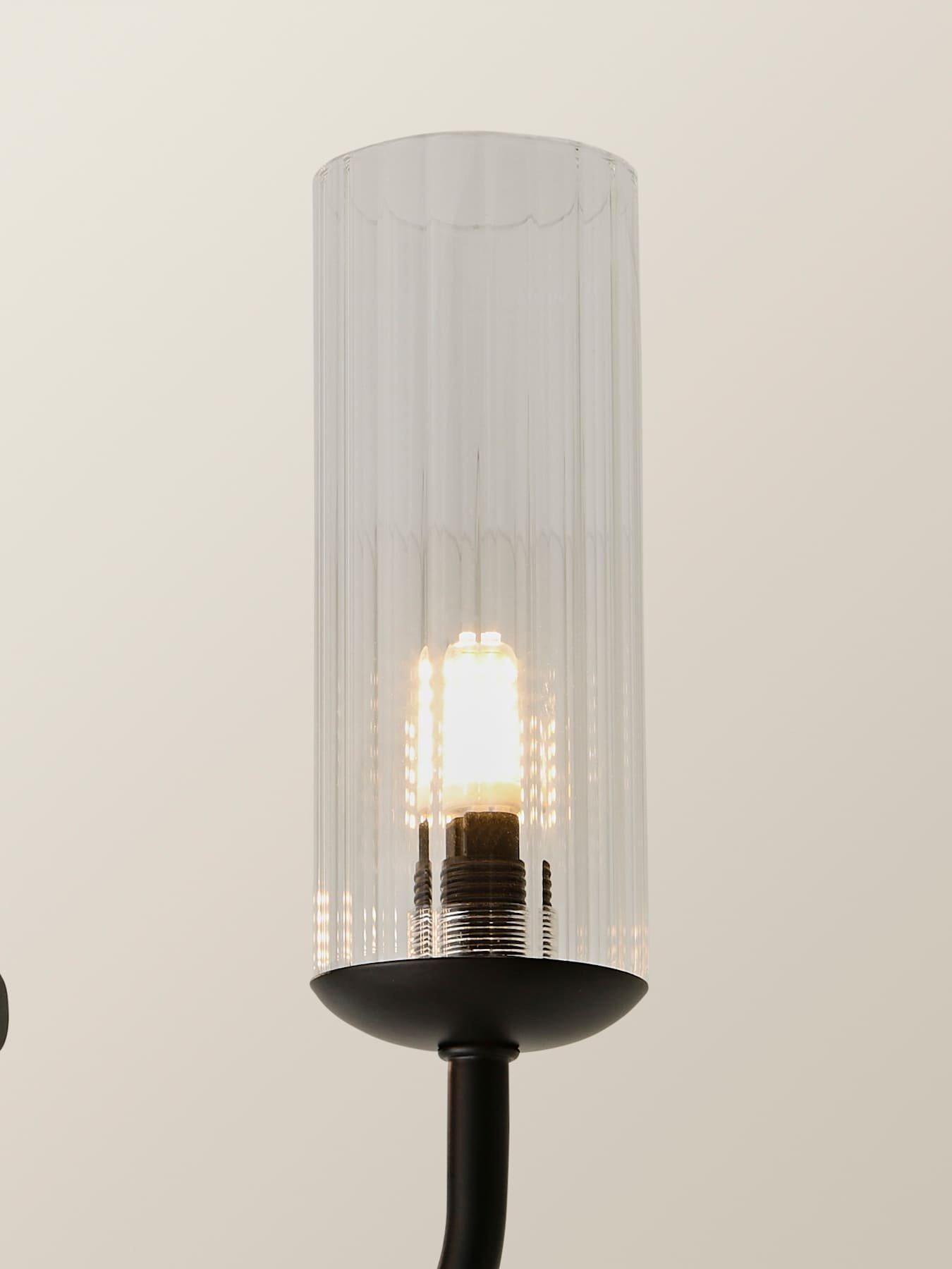  image of valuelights-canya-3-way-matte-black-ceiling-light-chandelier-with-clear-ribbed-shades