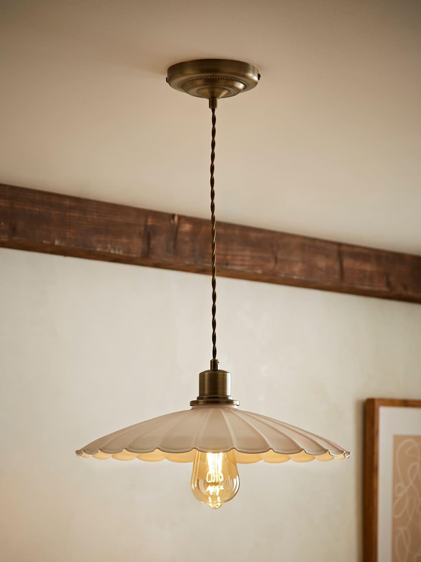 ValueLights Holborn Cream Scallop Pendant Ceiling Light