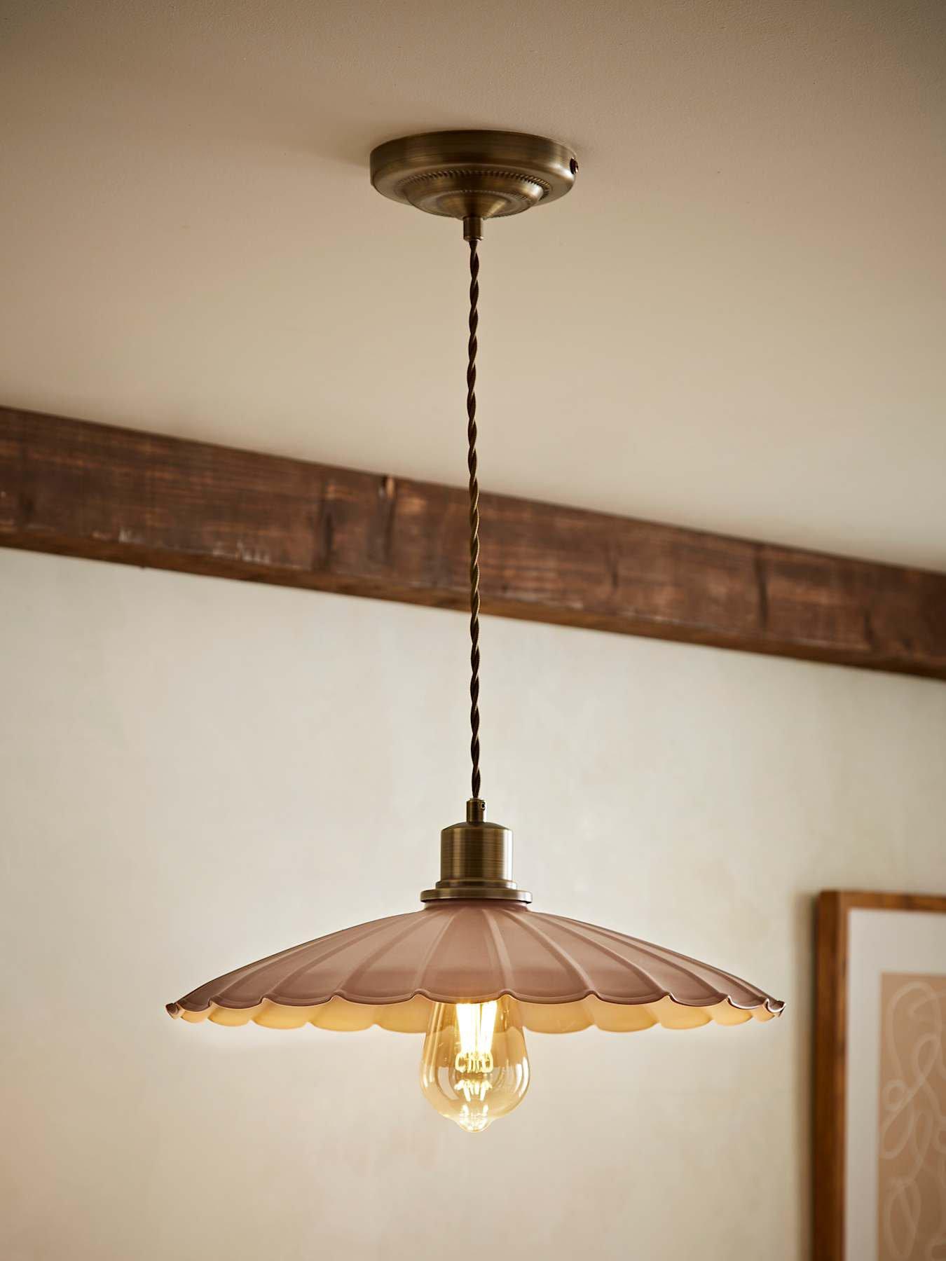 ValueLights Holborn Dusky Pink Scallop Pendant Ceiling Light