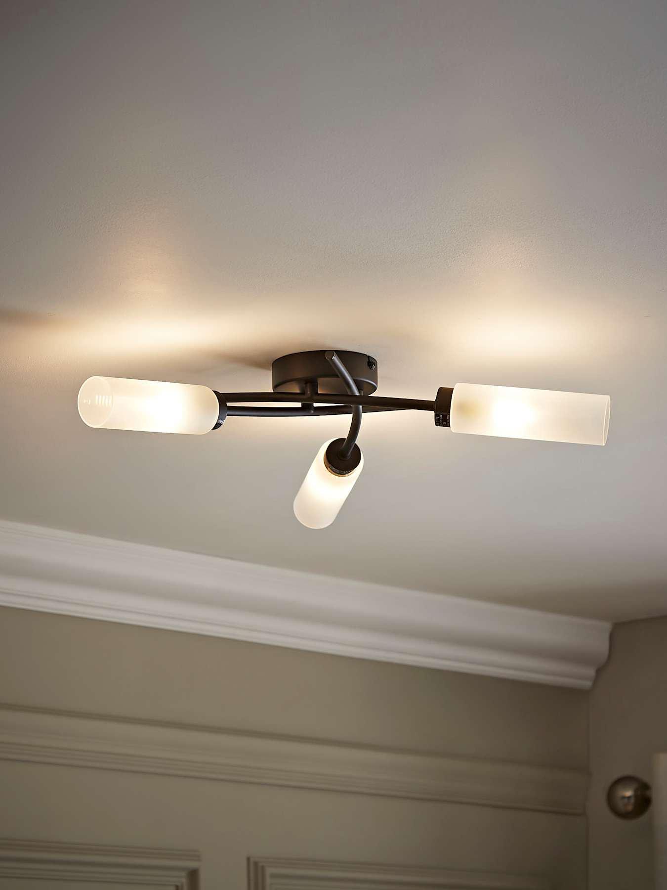 ValueLights Maya 3 Way Curved Cross Over Design Matt Black Ceiling Light Fitting For Living Room Hallway