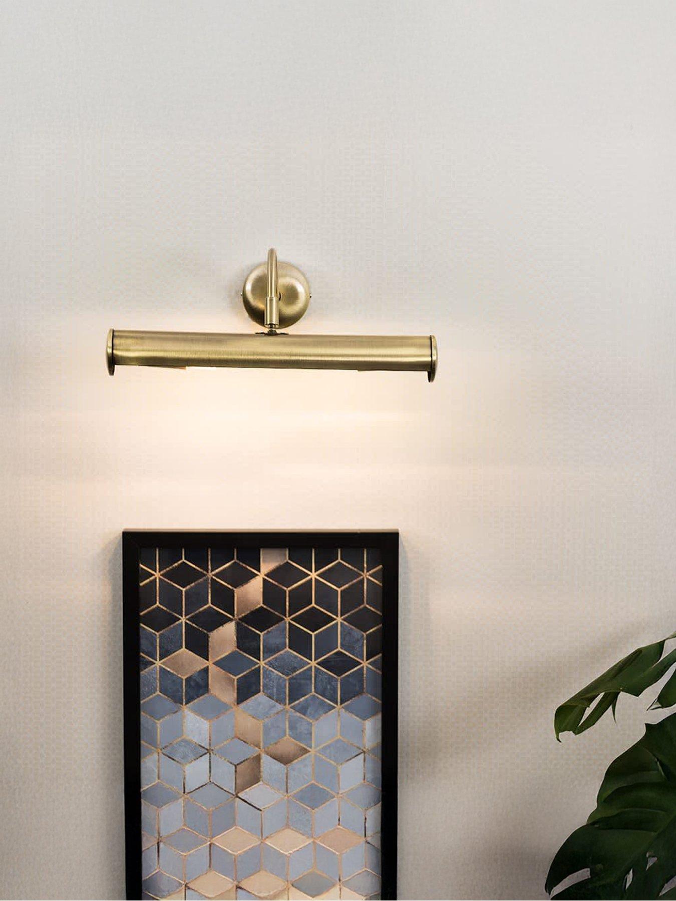ValueLights Gemini Pair Of Antique Brass Twin Picture Wall Lights