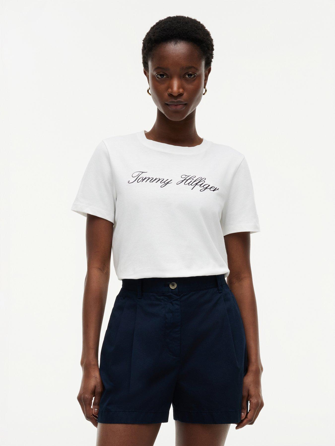 Tommy Hilfiger Regular Fit Script Logo T-Shirt - White