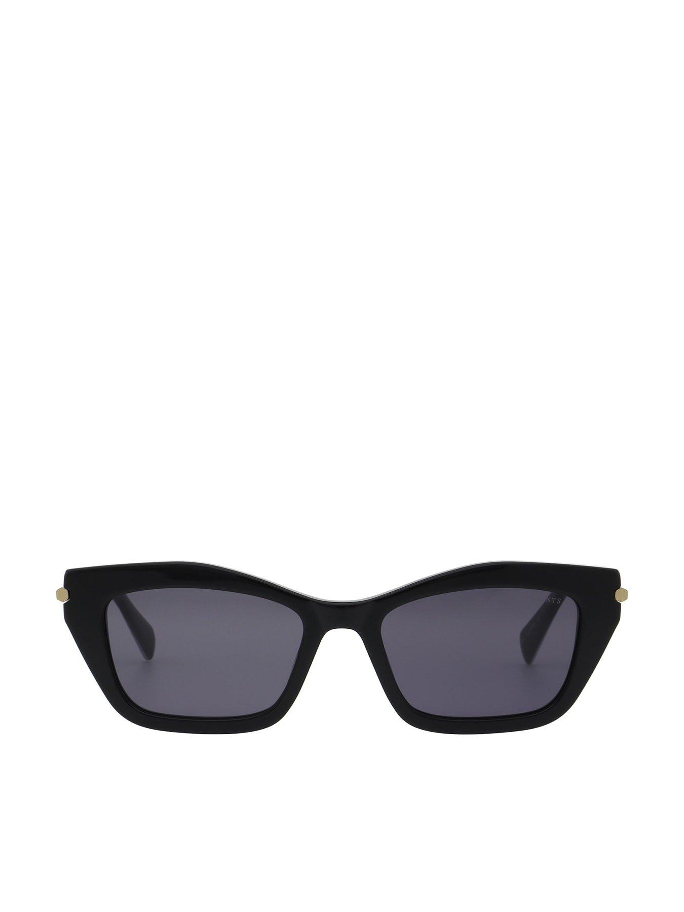AllSaints Cat Eye Black Frame Sunglasses- Dark Grey Lens