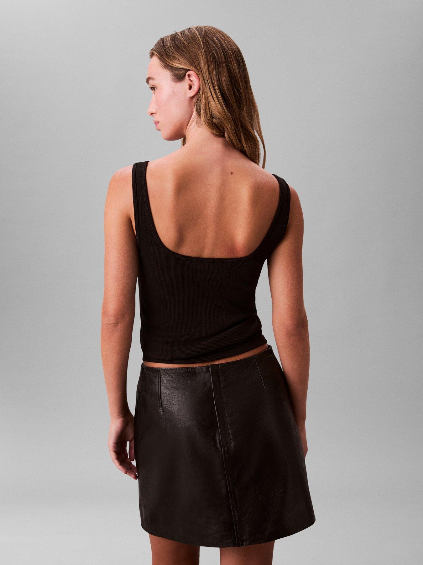 Image 2 of 6 of Calvin Klein Jeans Jeans Slim Ribbed Cotton Tank Top - Black
