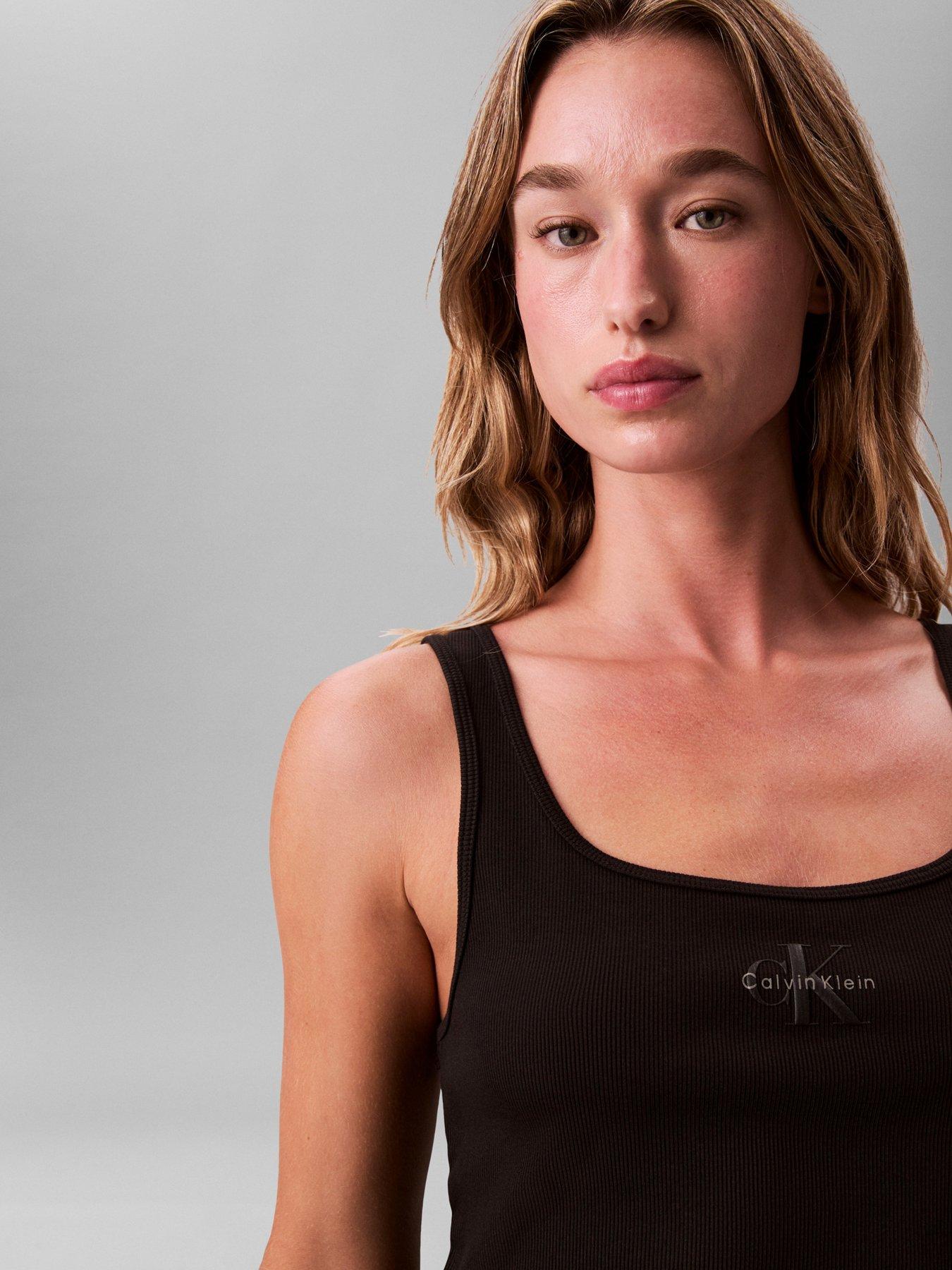 Image 4 of 6 of Calvin Klein Jeans Jeans Slim Ribbed Cotton Tank Top - Black