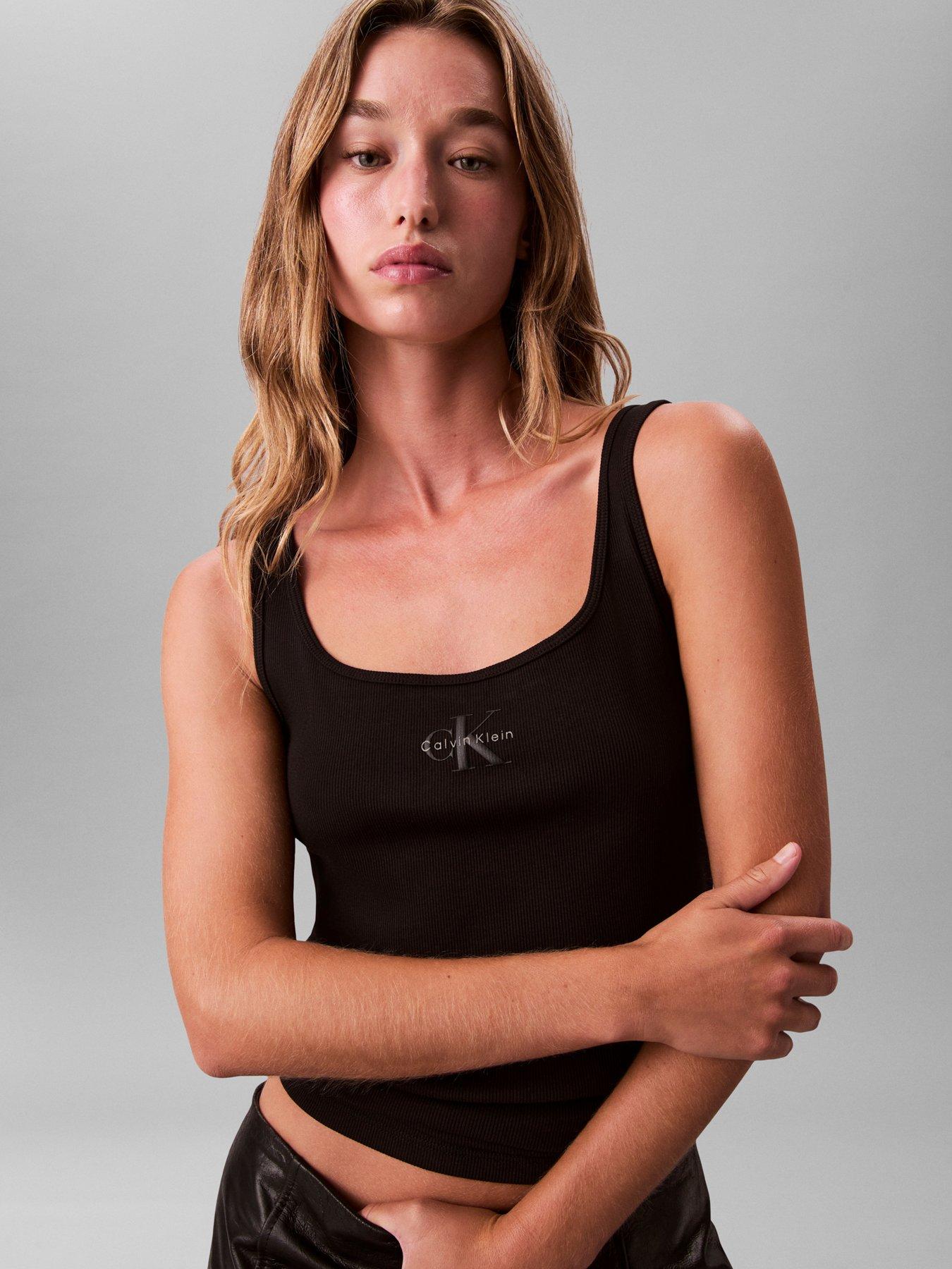 Image 5 of 6 of Calvin Klein Jeans Jeans Slim Ribbed Cotton Tank Top - Black