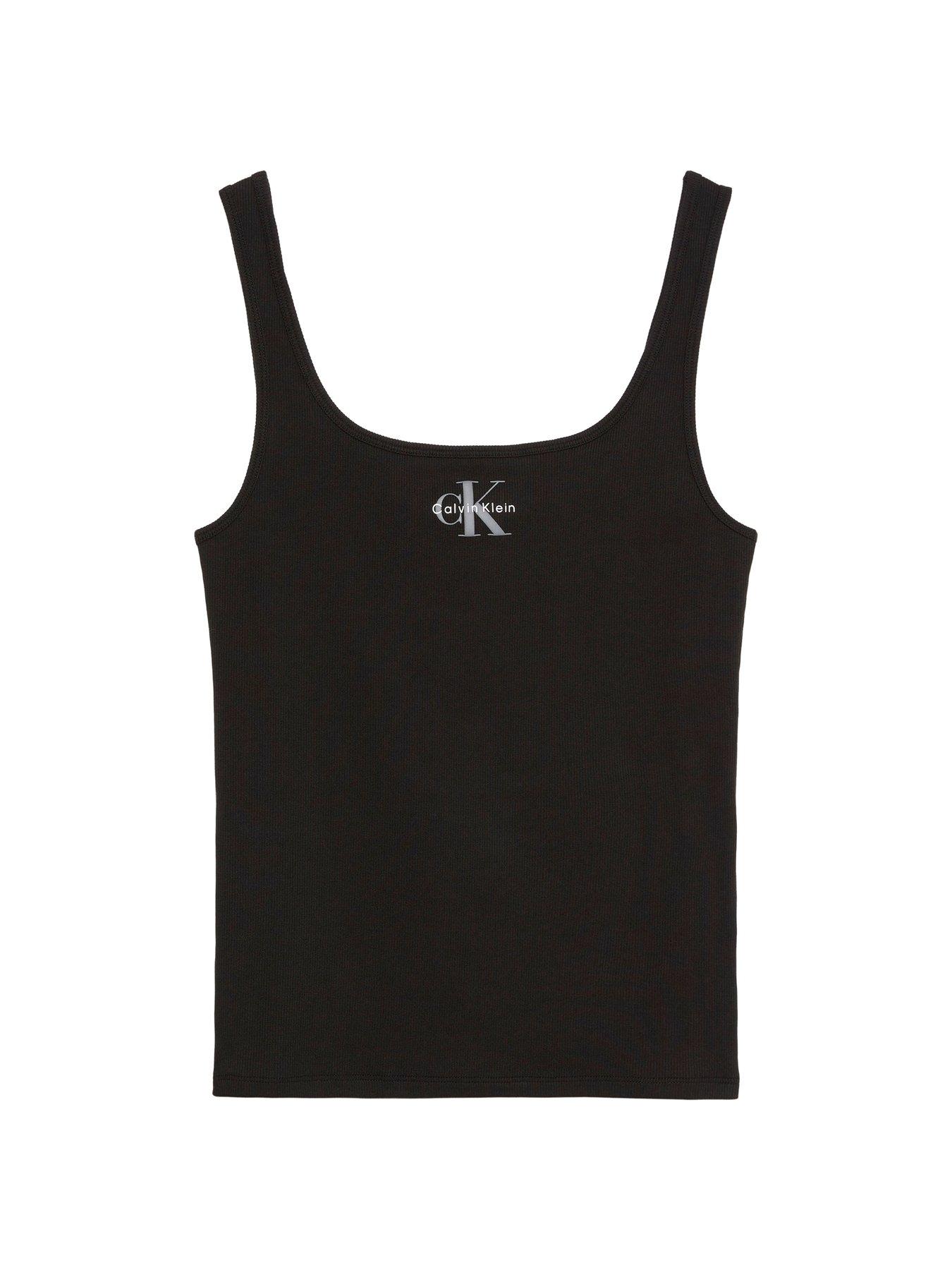 Image 6 of 6 of Calvin Klein Jeans Jeans Slim Ribbed Cotton Tank Top - Black