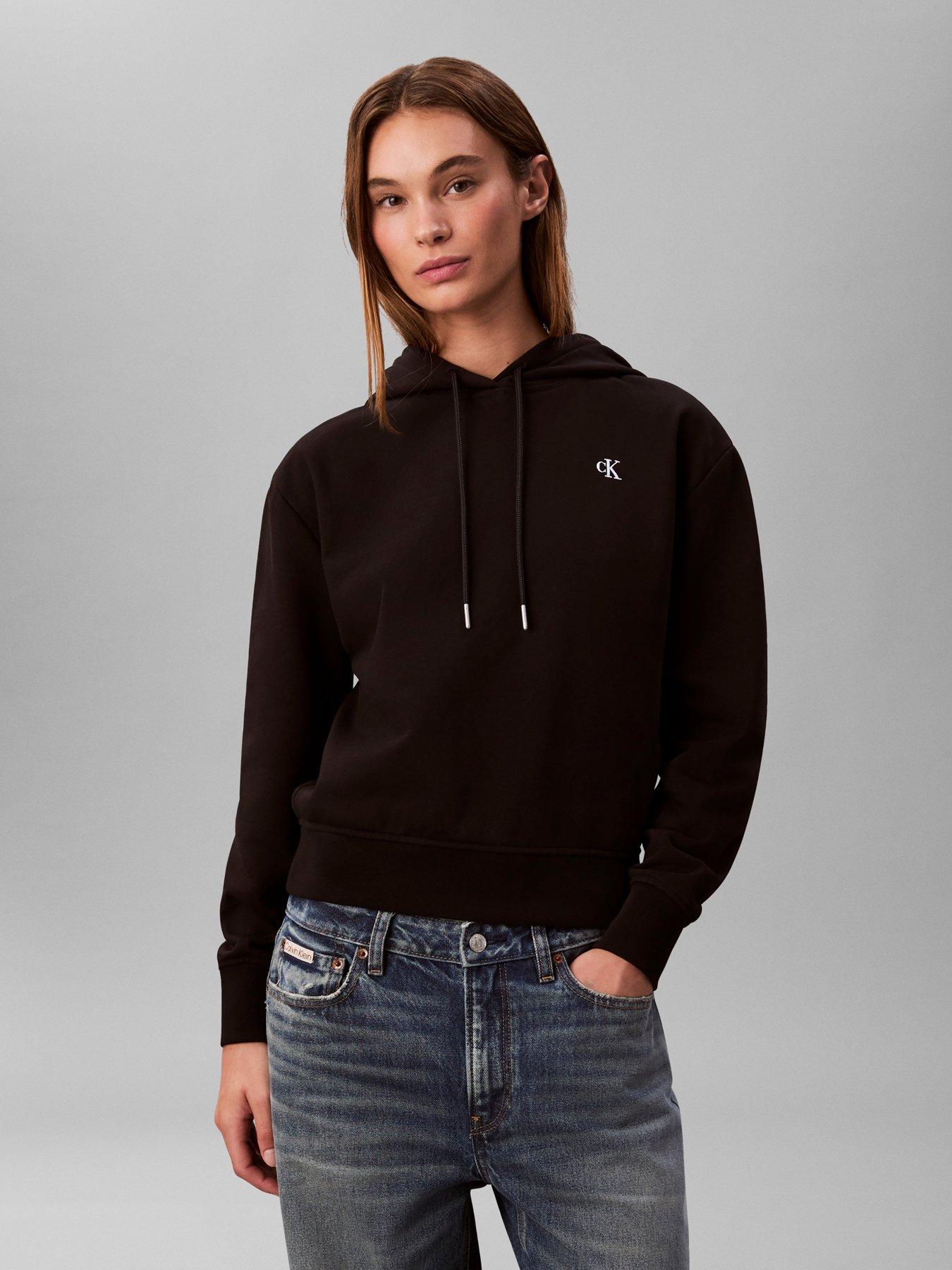 Calvin Klein Jeans Long Sleeve Monogram Terry Po Hood - Black