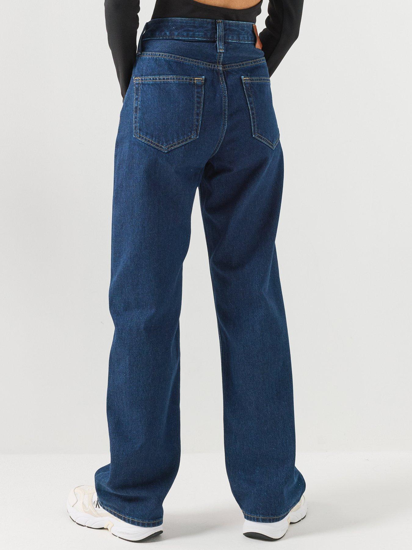 Image 2 of 6 of Calvin Klein Jeans Signature 90s Straight Fit Jeans - True Indigo