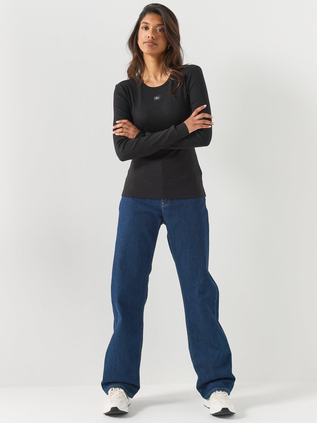 Image 3 of 6 of Calvin Klein Jeans Signature 90s Straight Fit Jeans - True Indigo