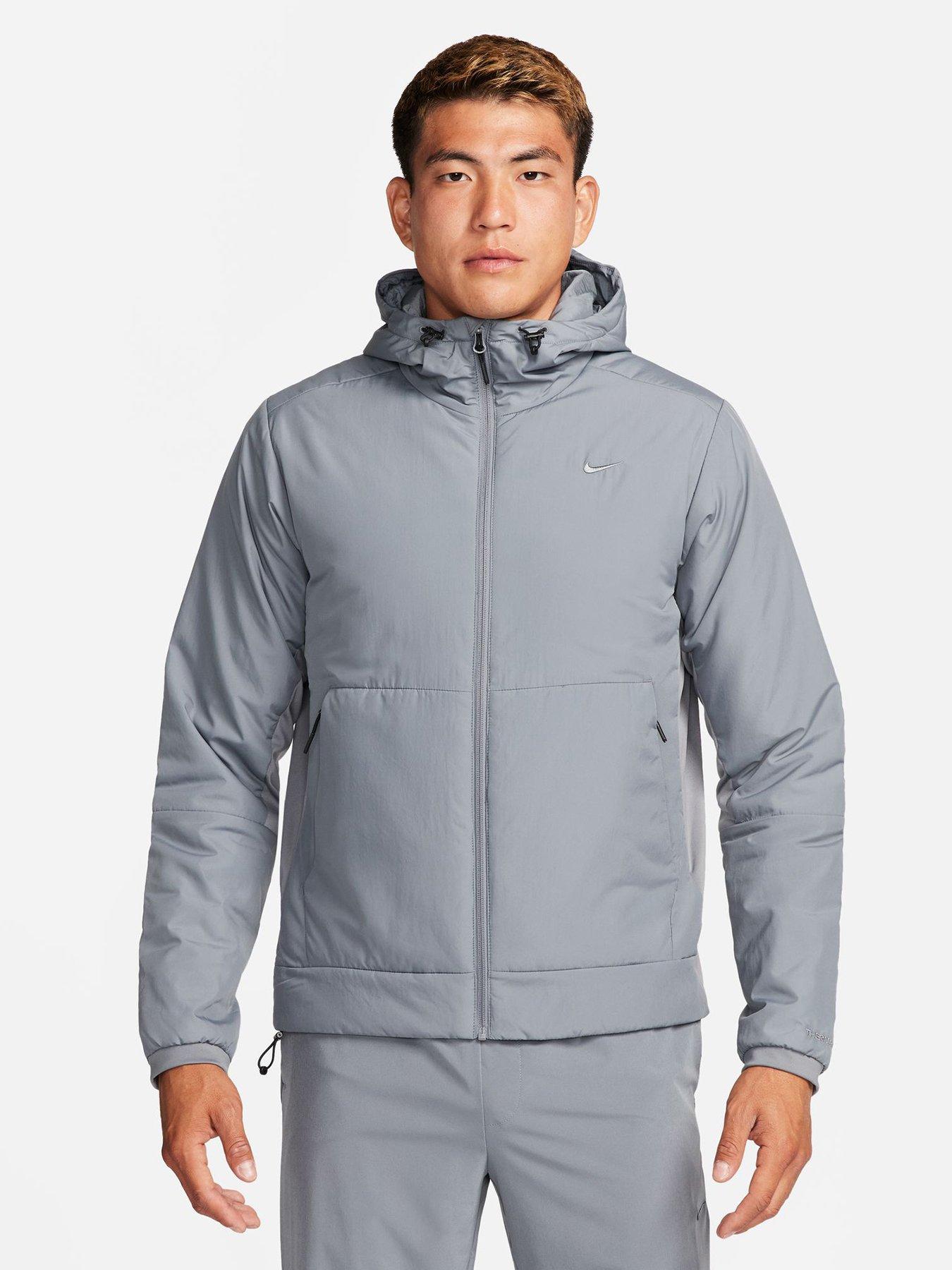 Image 1 of 7 of Nike Mens Running Unlimited Therma-FIT Hooded Full Zip Jacket - Grey