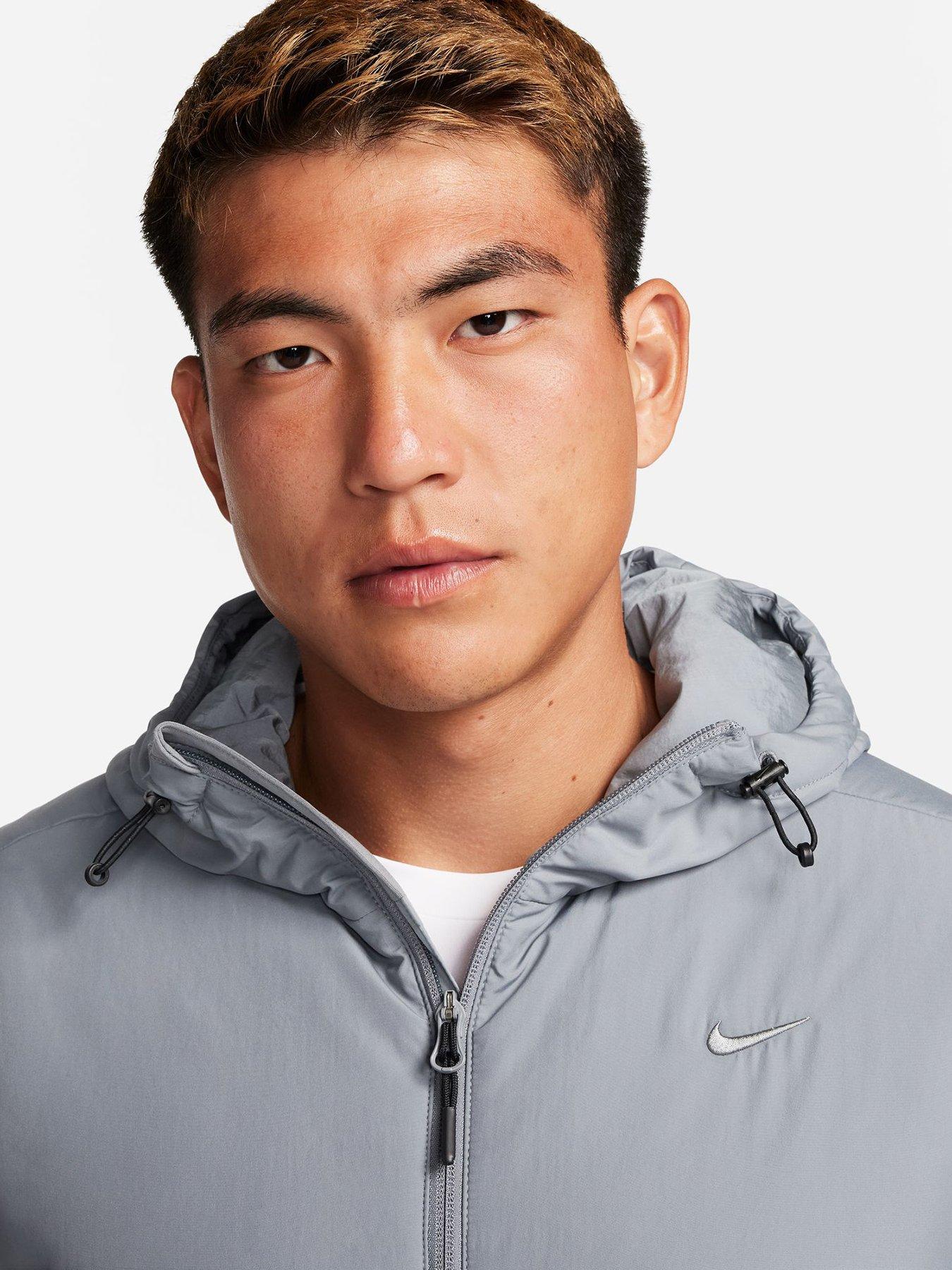 Image 4 of 7 of Nike Mens Running Unlimited Therma-FIT Hooded Full Zip Jacket - Grey