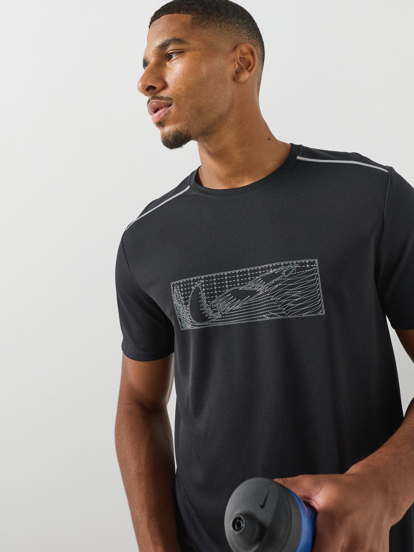 Image 4 of 5 of Nike Mens Running Miler Dri-FIT Reflective Short Sleeve T-Shirt - Black