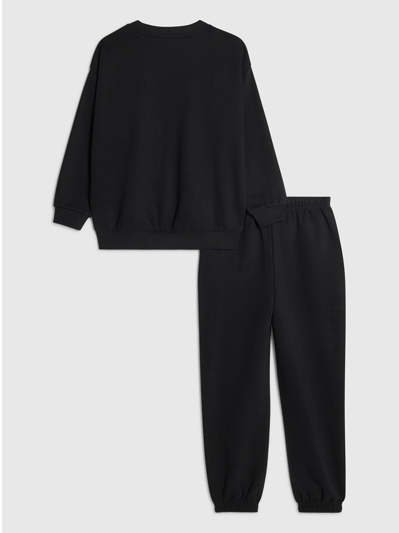 Image 2 of 5 of River Island Boys River Scripty Sweatshirt Set - Black