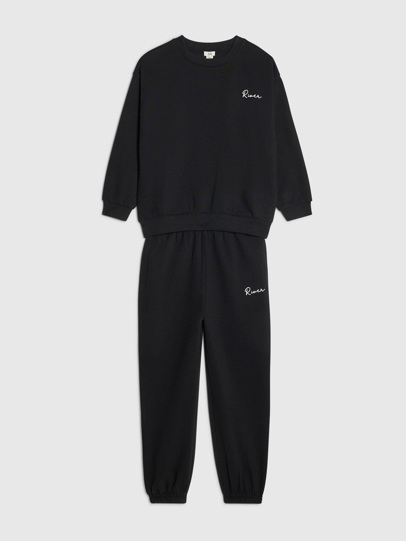 Image 3 of 5 of River Island Boys River Scripty Sweatshirt Set - Black