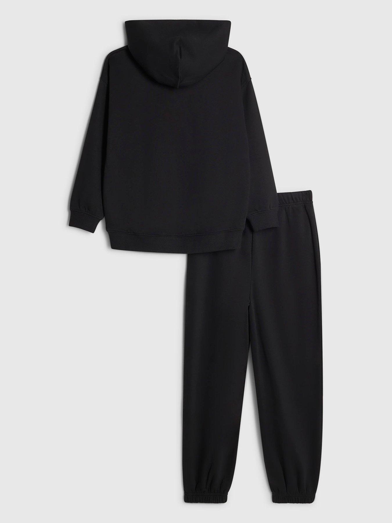 Image 2 of 5 of River Island Boys Rr Hoodie And Joggers Set - Black