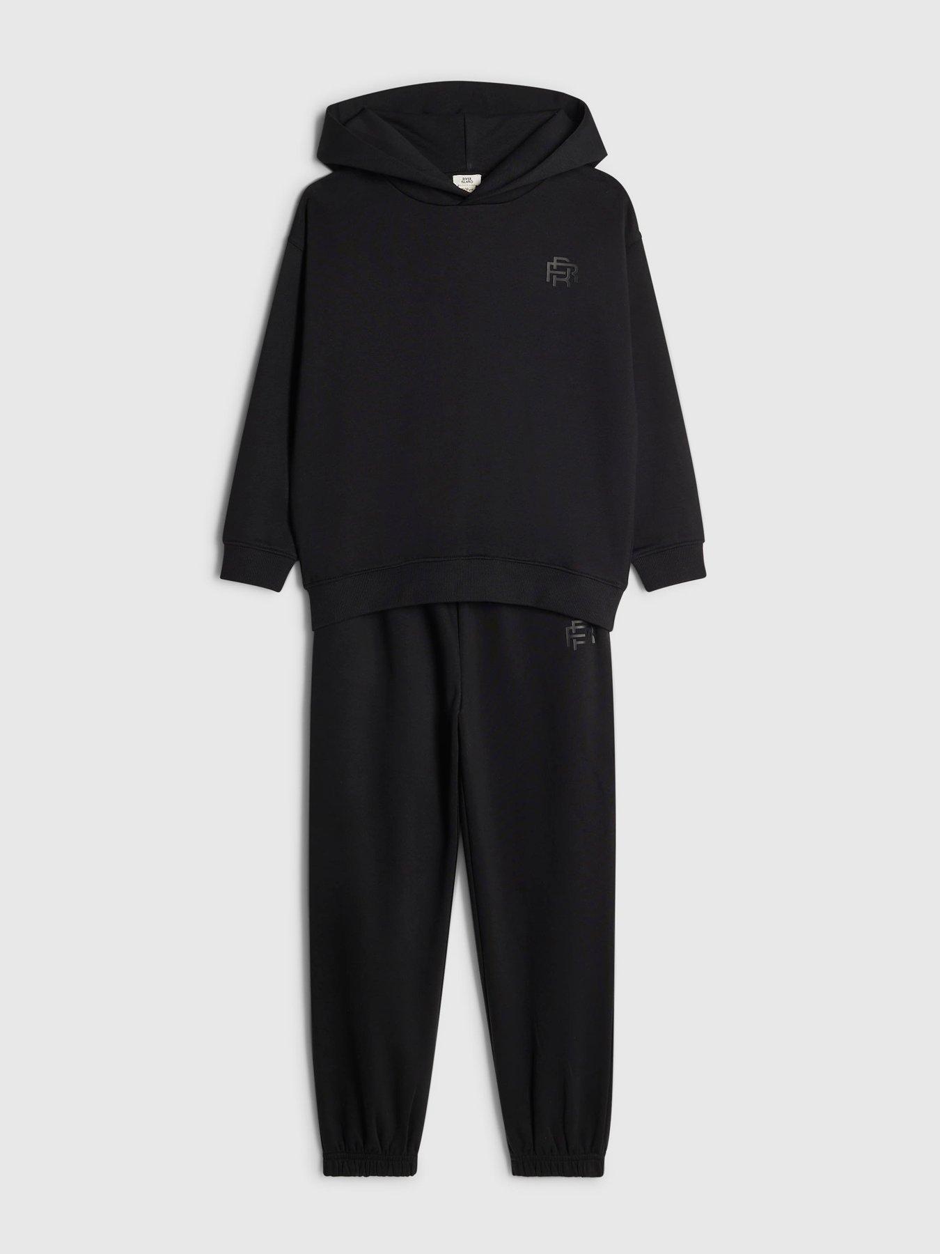 Image 3 of 5 of River Island Boys Rr Hoodie And Joggers Set - Black