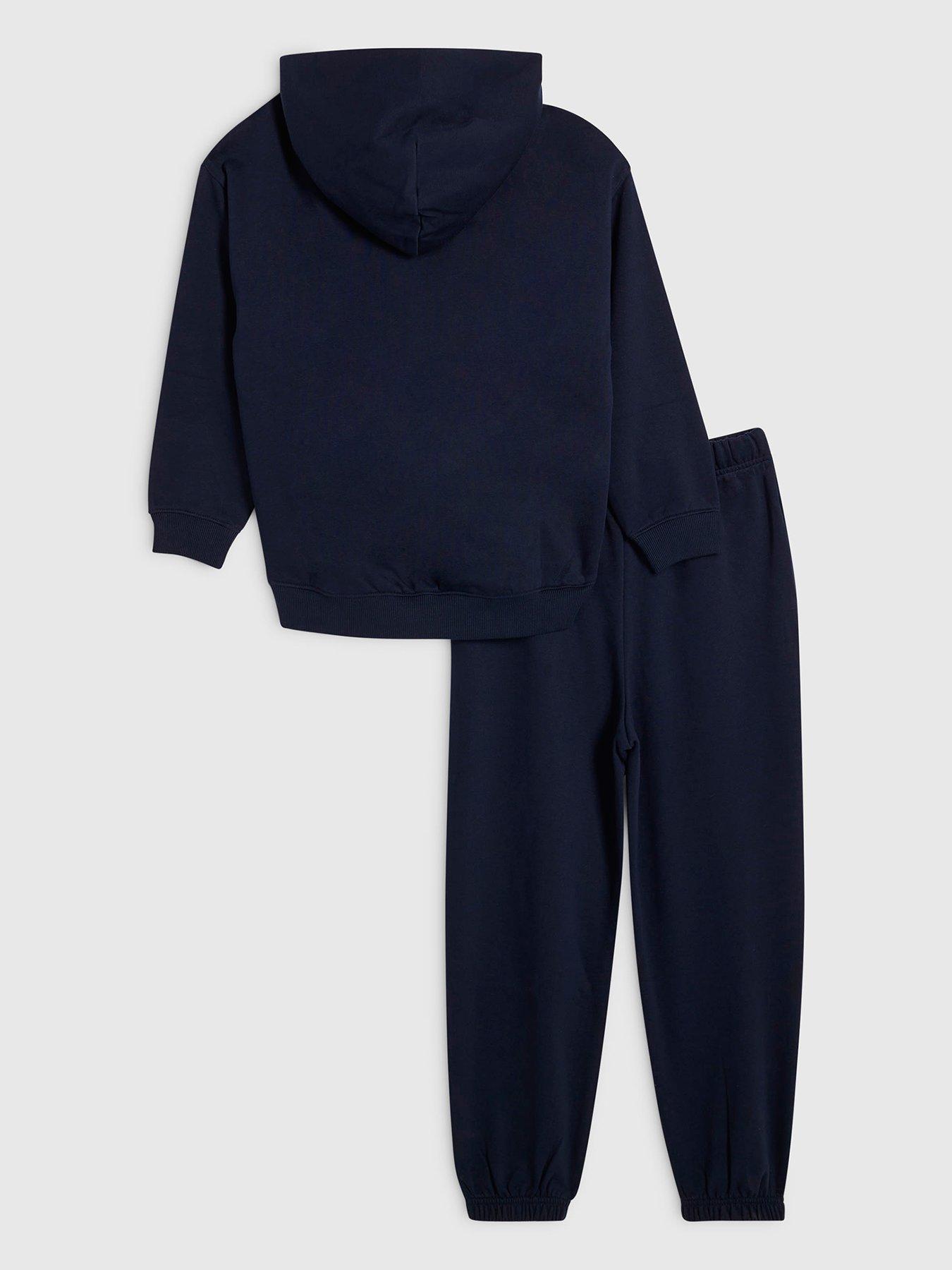 Image 2 of 5 of River Island Boys Rr Hoodie And Joggers Set - Navy