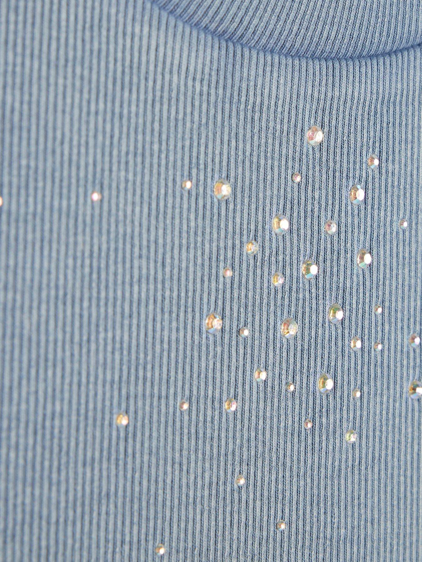 Image 3 of 4 of River Island Girls Scattered Embellished T-Shirt - Blue