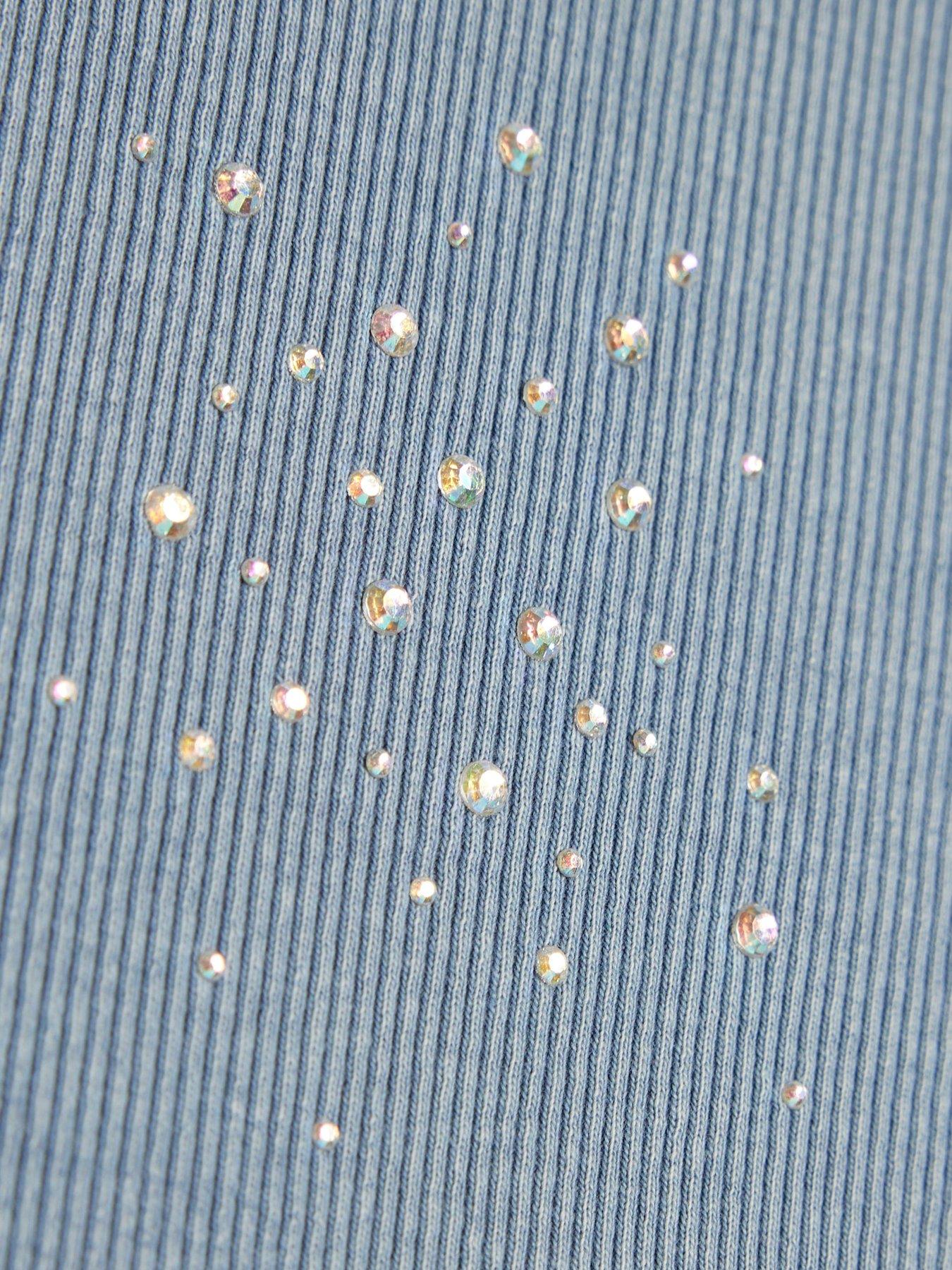 Image 4 of 4 of River Island Girls Scattered Embellished T-Shirt - Blue