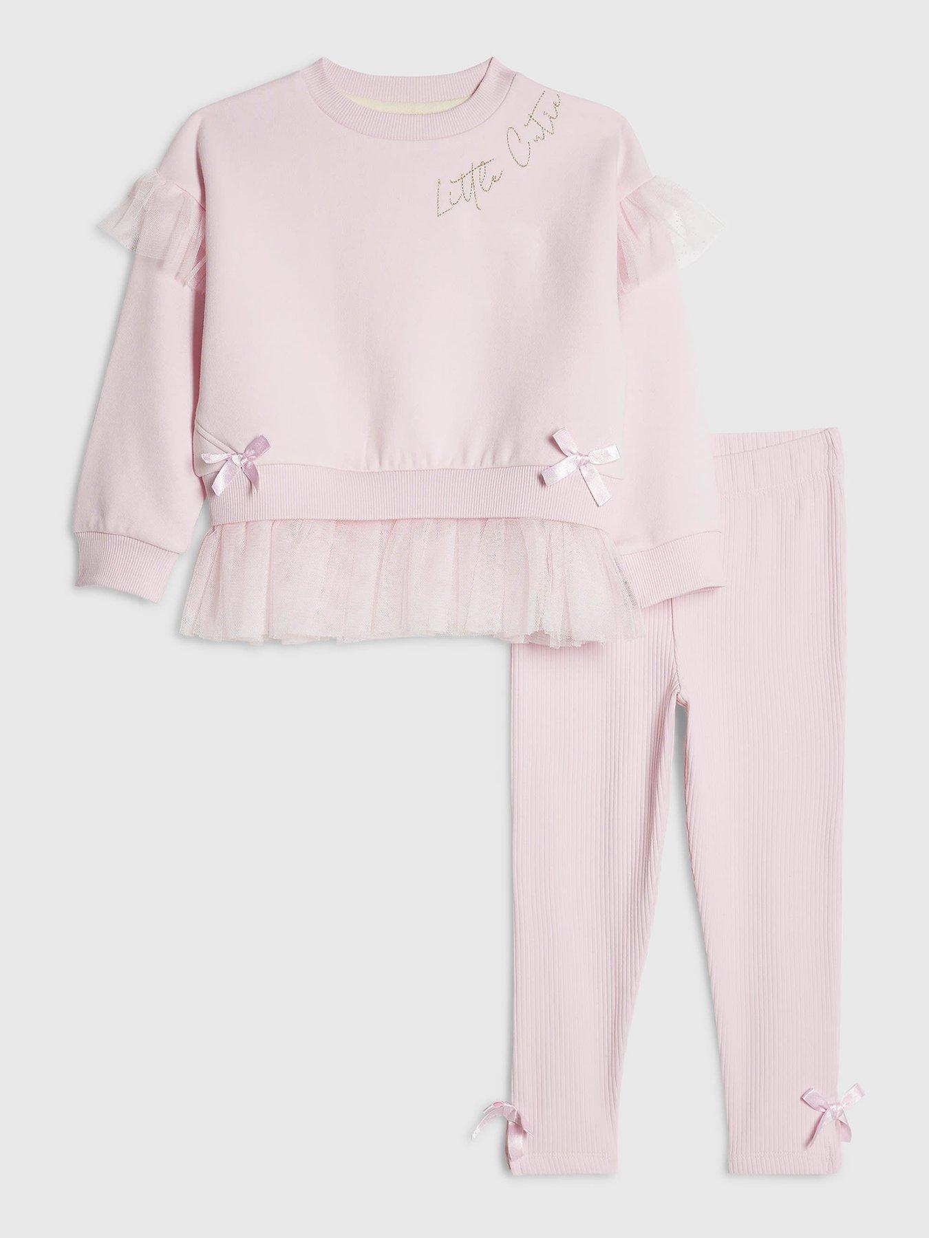 River Island Mini Girls Tulle Bow Sweatshirt Set - Pink