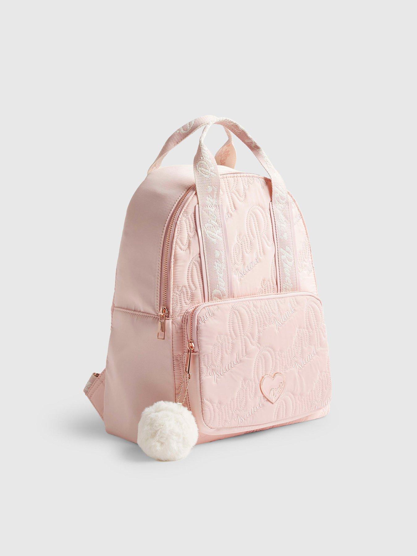 Image 2 of 5 of River Island Girls Ri Quilted Backpack - Pink