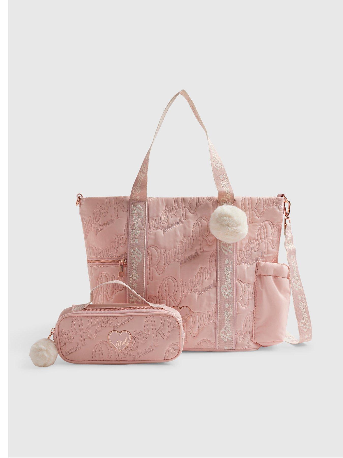 River Island Girls Shopper Bag And Pencil Case Bundle - Pink