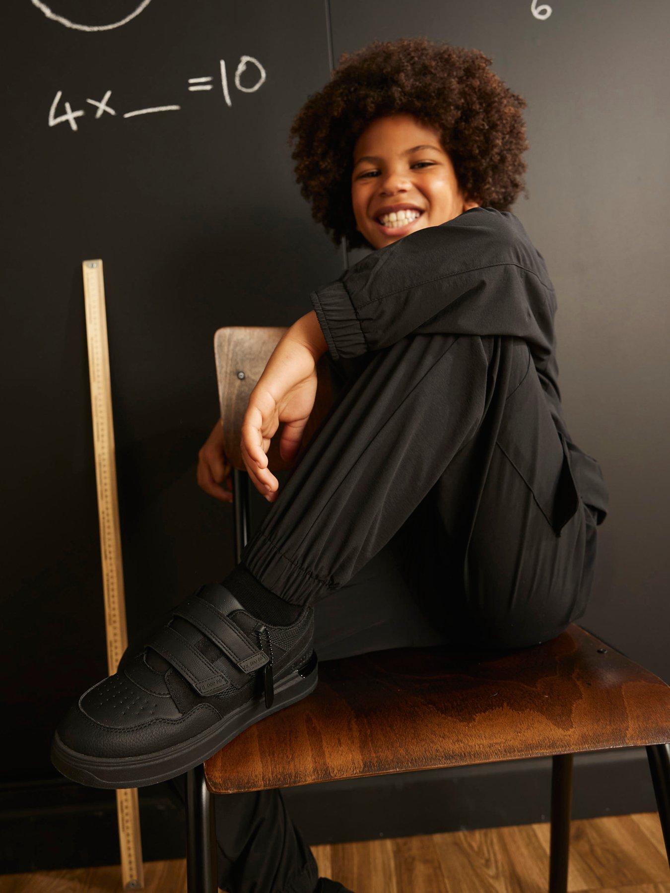 River Island Boys Double Velcro Trainers - Black