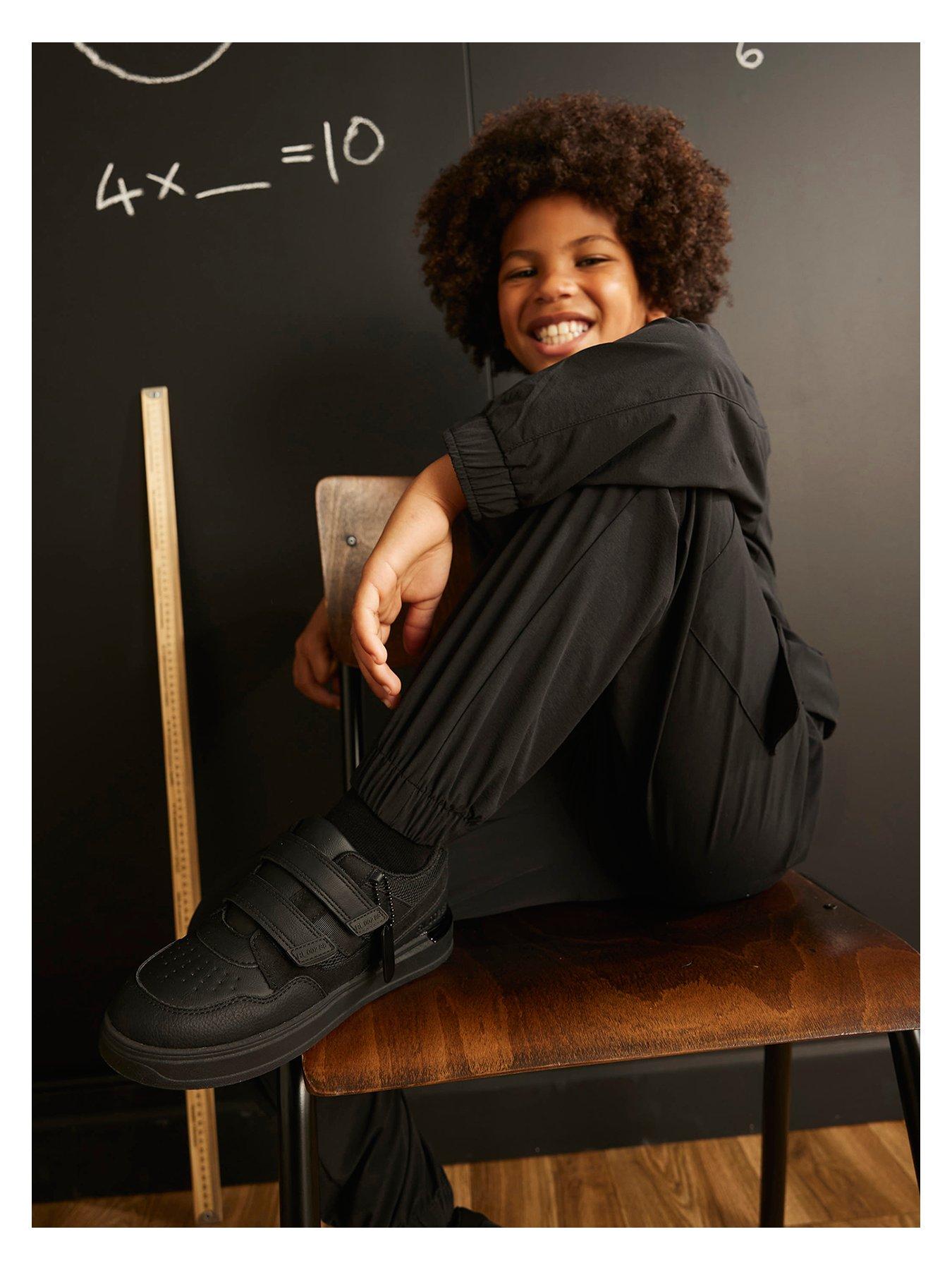 Image 4 of 4 of River Island Boys Double Velcro Trainers - Black