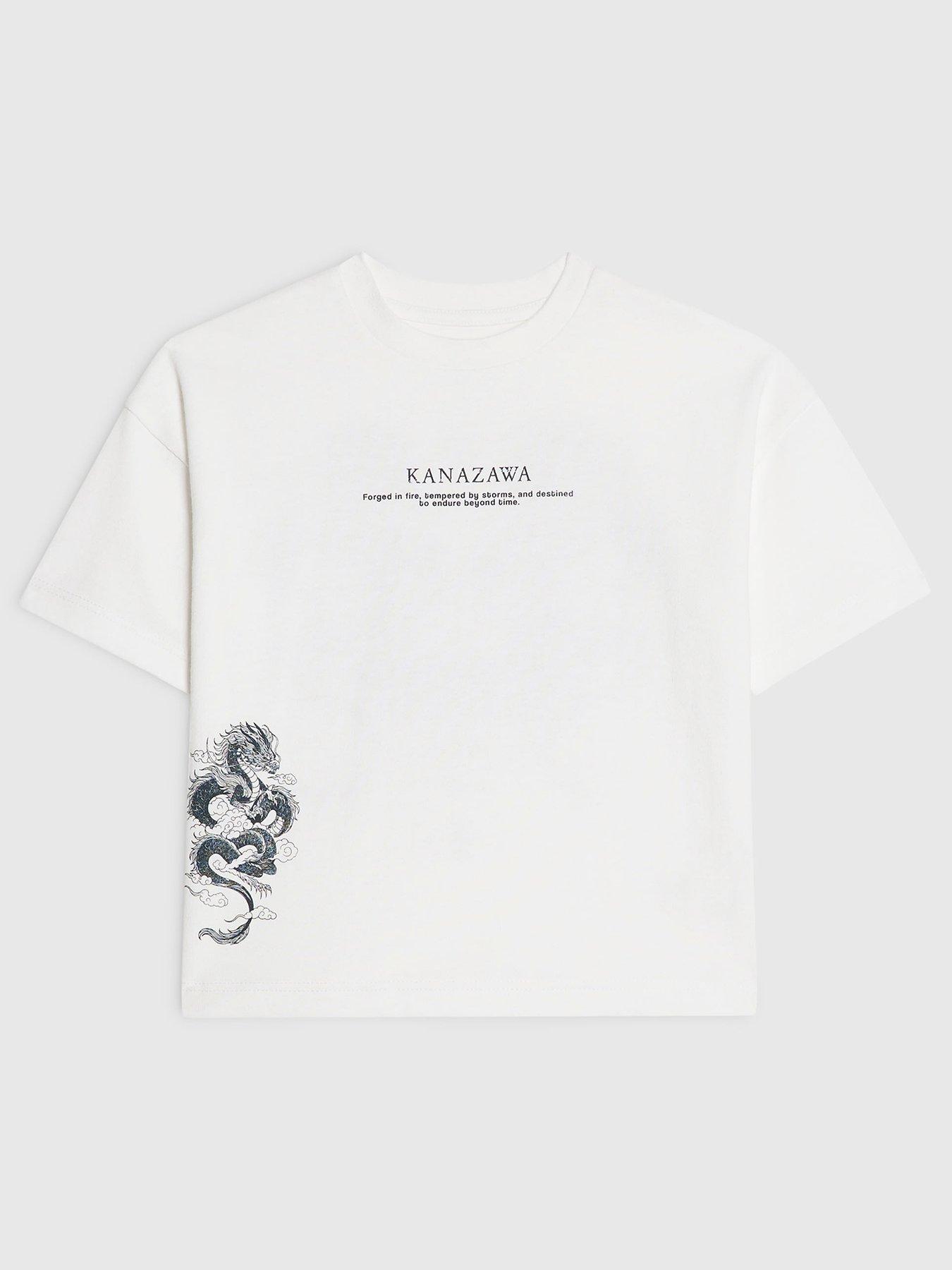 River Island Mini Boys Kanazawa Dragon T-Shirt - White