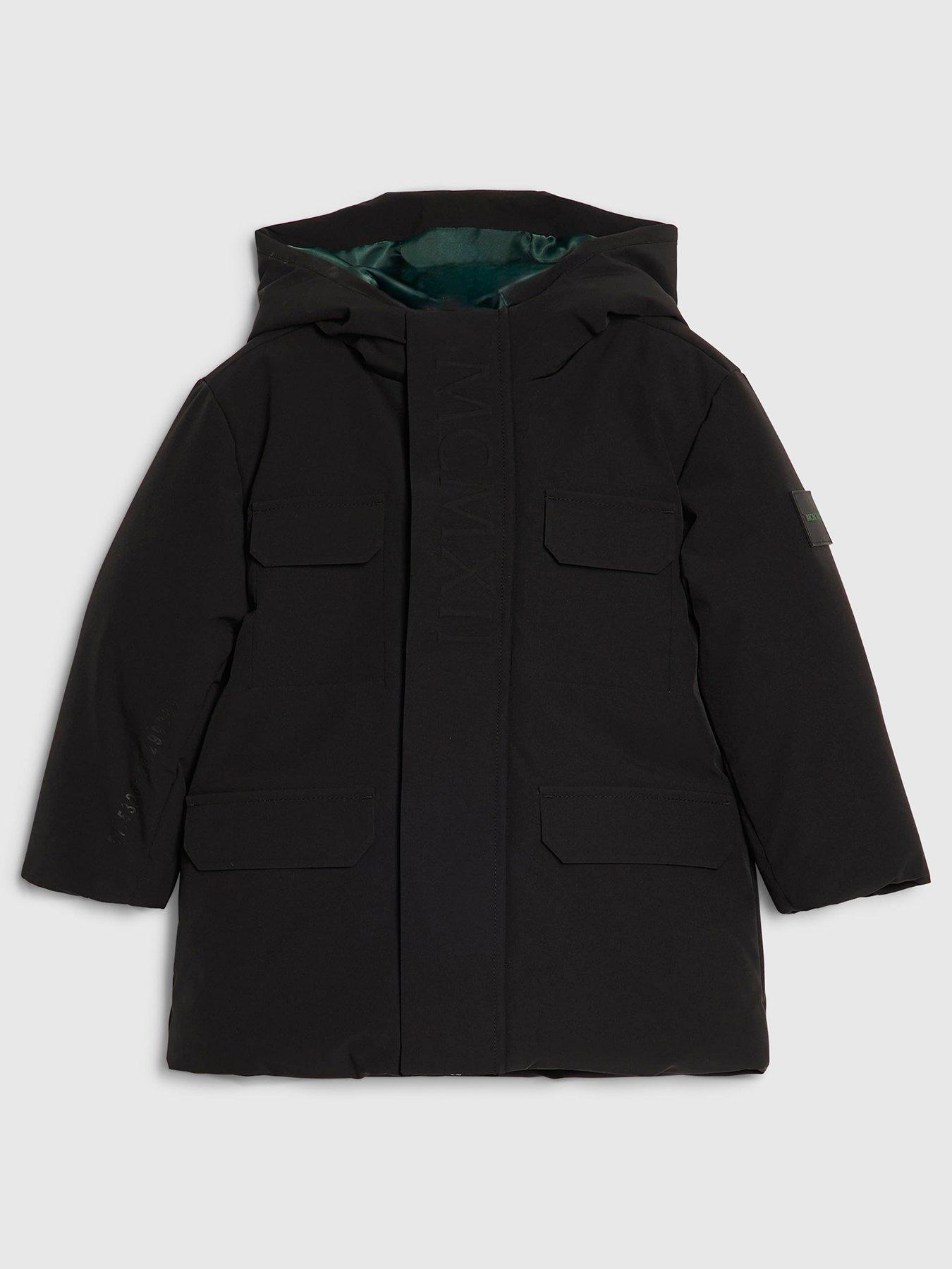 River Island Mini Boys Mcmxii Hooded Coat - Black
