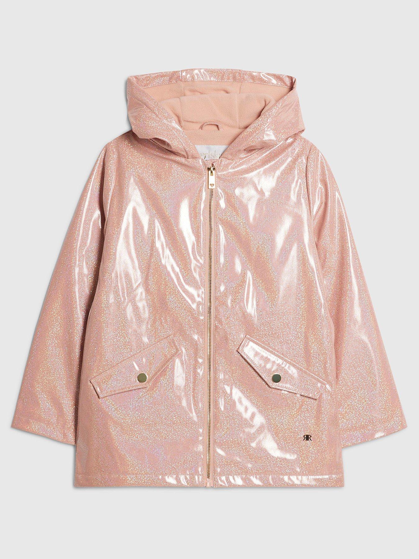 River Island Girls Glitter Raincoat - Pink