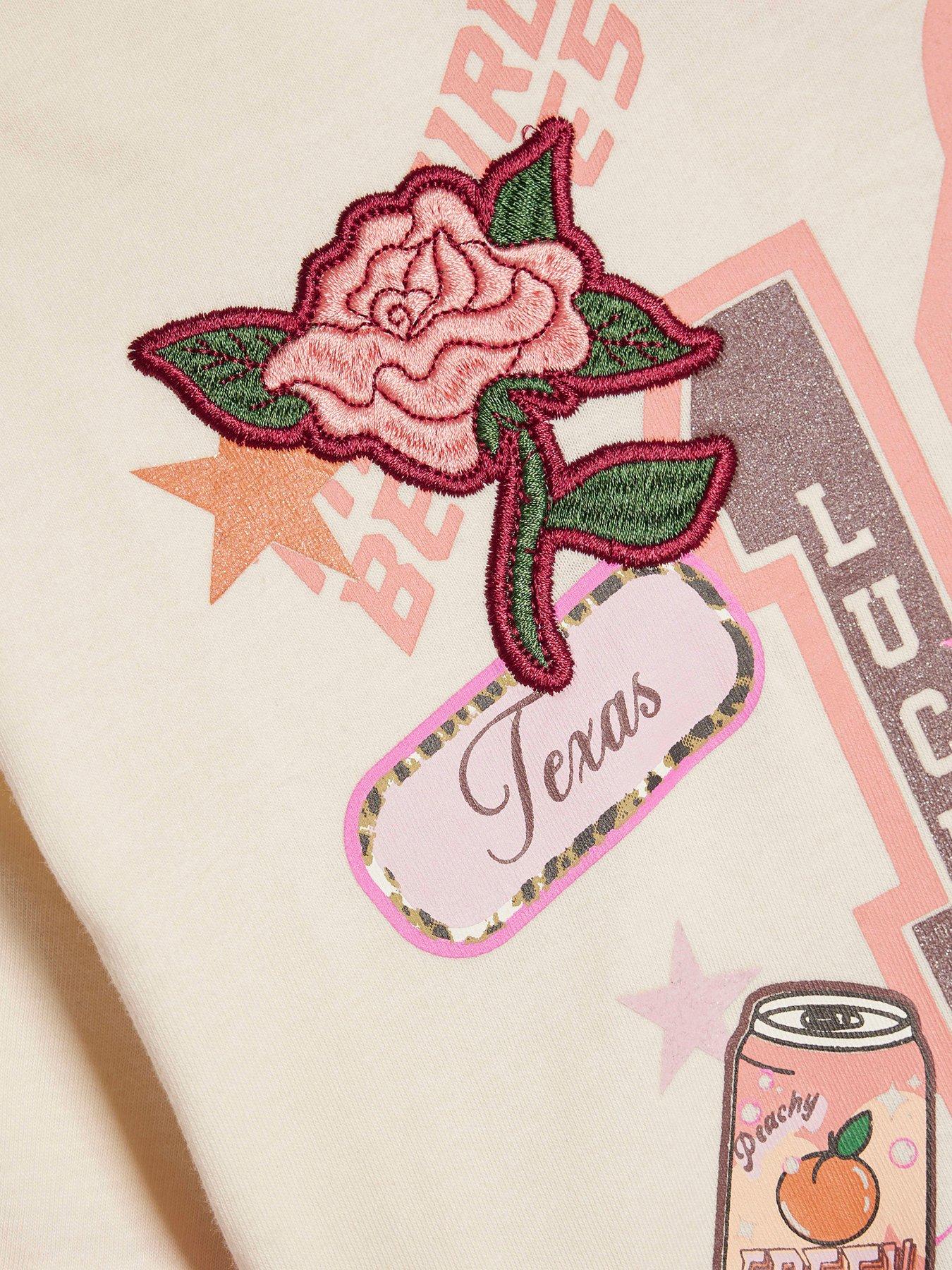Image 5 of 5 of River Island Girls Collegiate Polo Top And Jeans Set - Pink