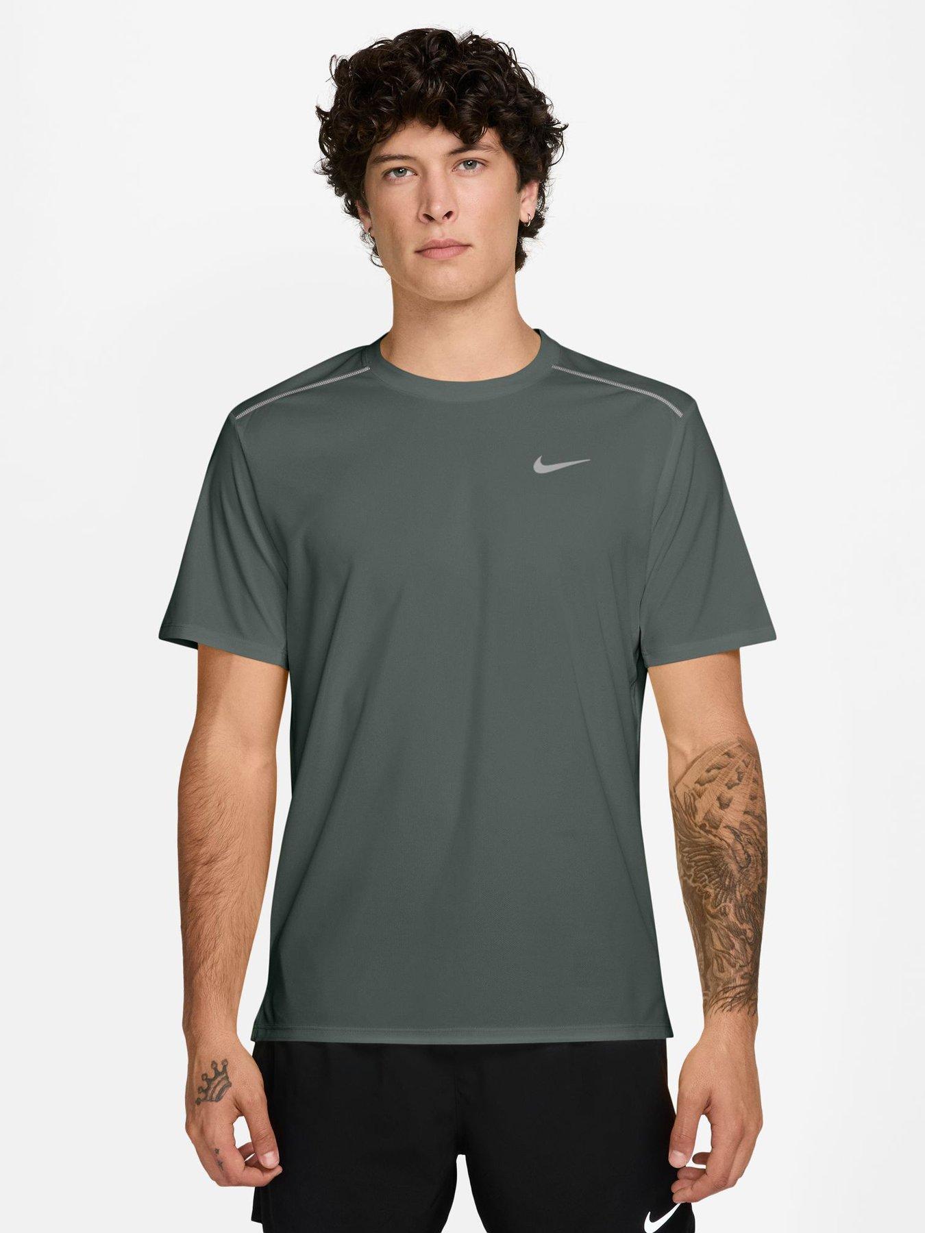 Image 1 of 3 of Nike Mens Miler Dri-FIT UV Reflective T-Shirt - Green