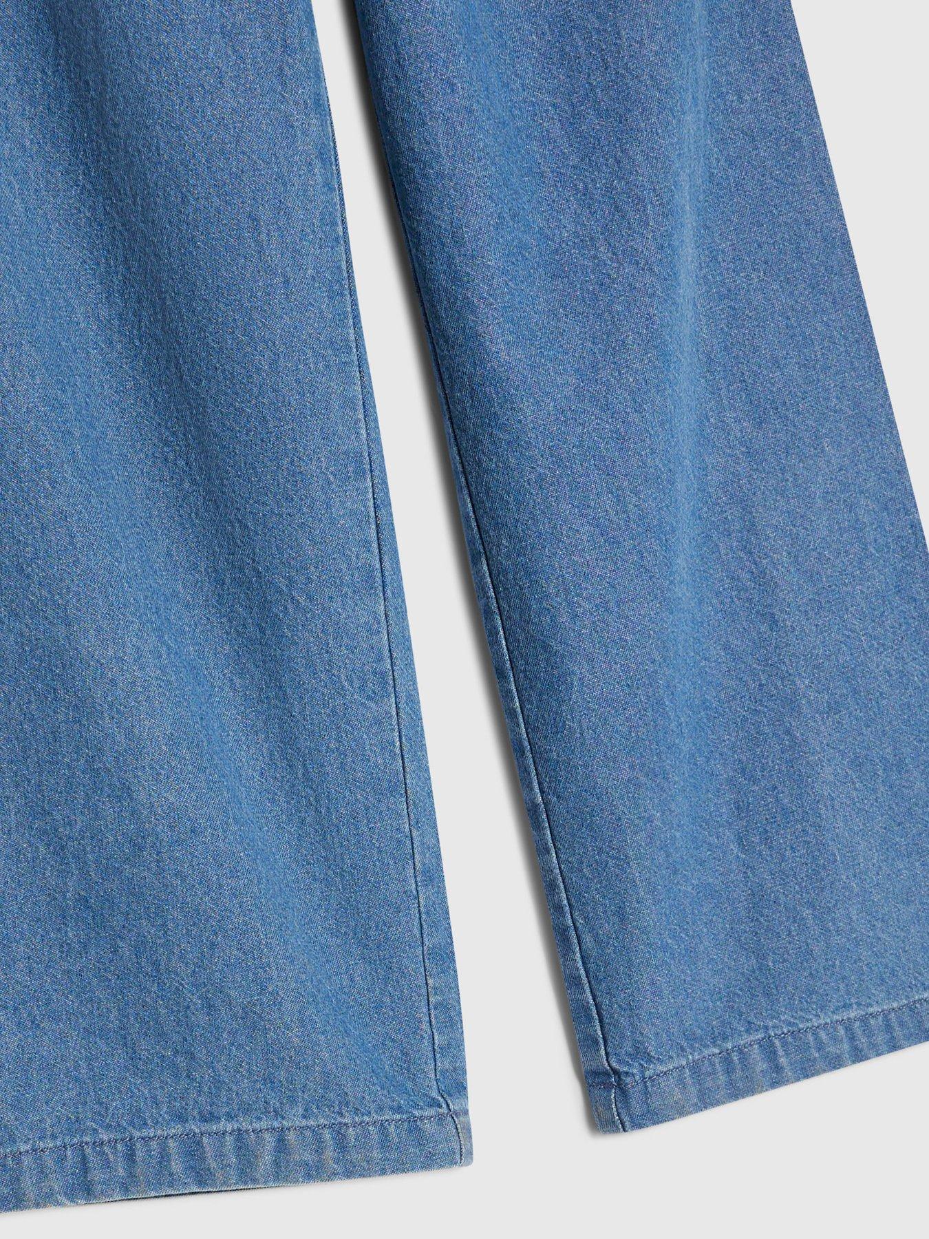 Image 3 of 4 of River Island Girls Blue Scarf Wide Leg Jeans - Blue