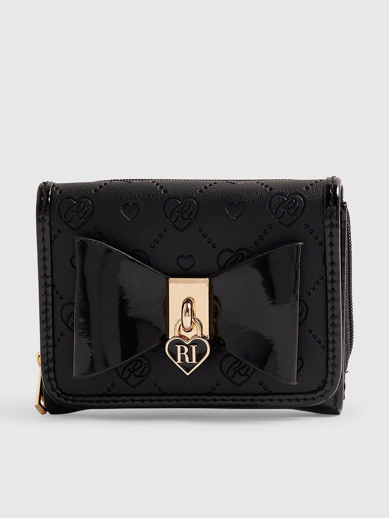 River Island Girls Bow Monogram Purse - Black