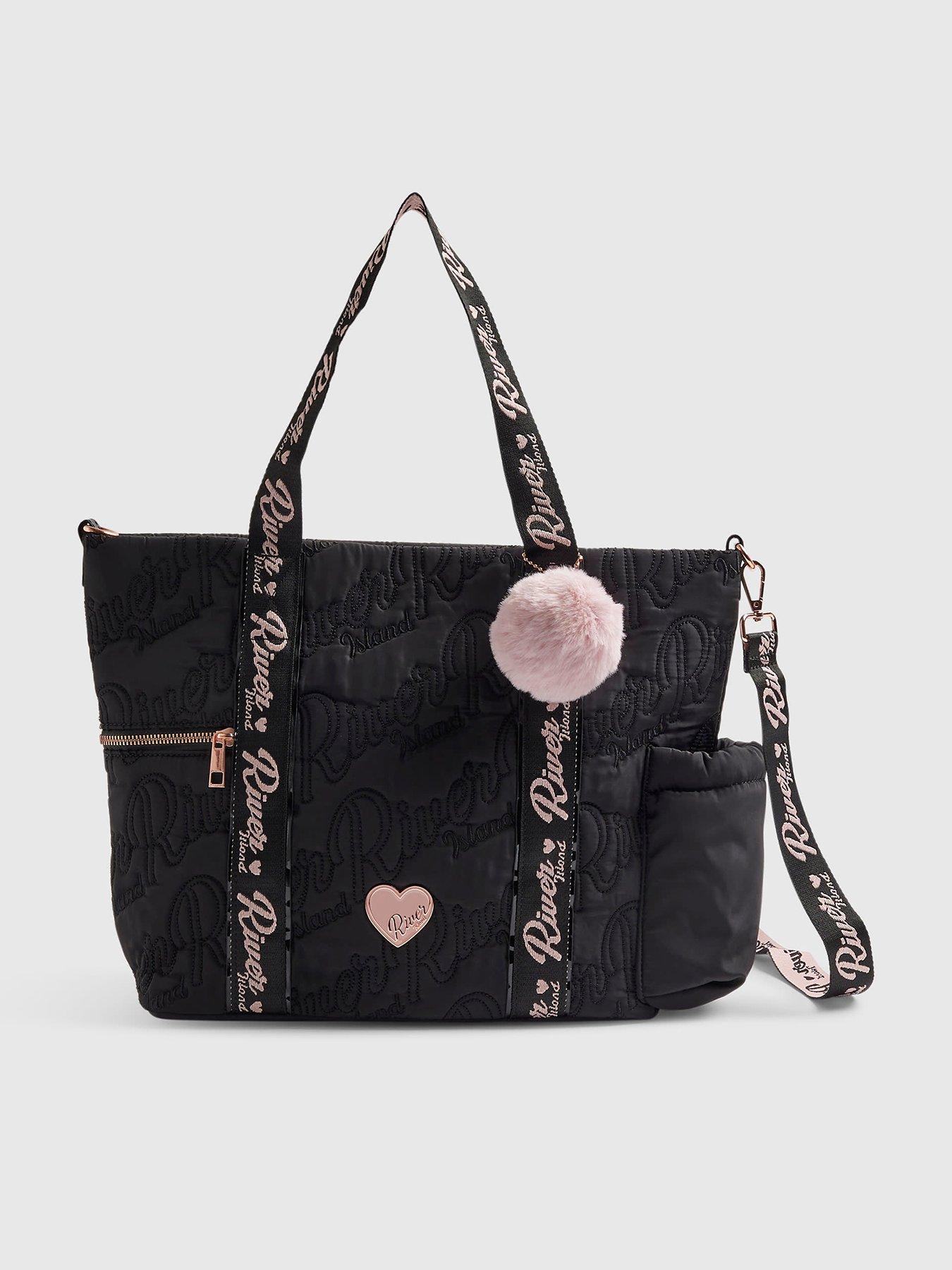 Image 1 of 5 of River Island Girls Nylon Quilted Shopper Bag - Black
